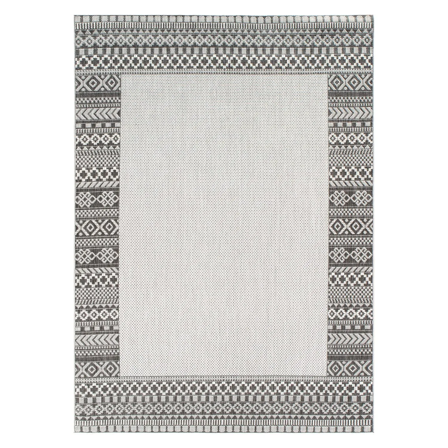 Bohemian Bordered Indoor/Outdoor Flatweave Waterproof Backyard Patio Area Rug