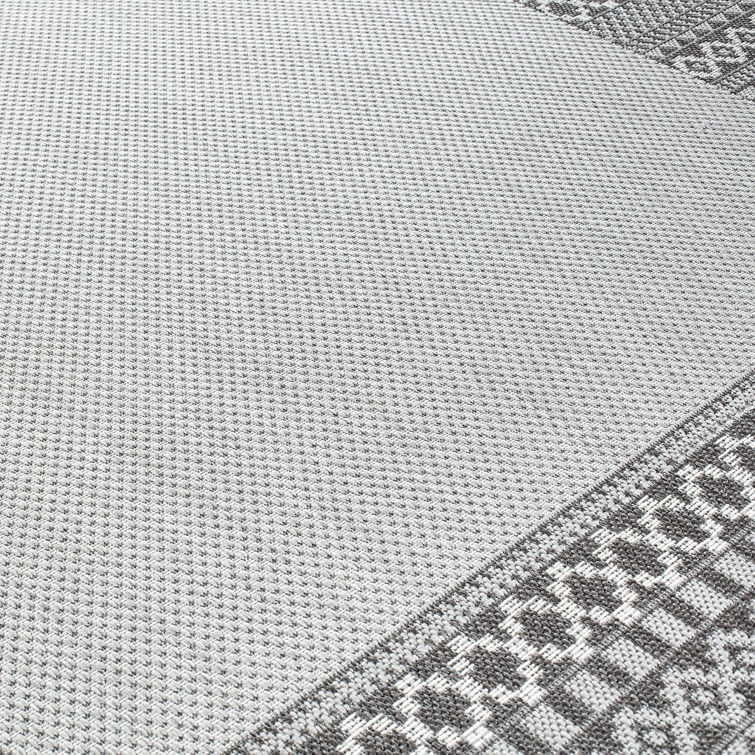 Bohemian Bordered Indoor/Outdoor Flatweave Waterproof Backyard Patio Area Rug