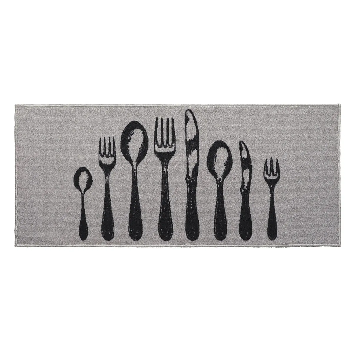Chic Cutlery Print Wool-Effect Kitchen Mat and Runner Rug