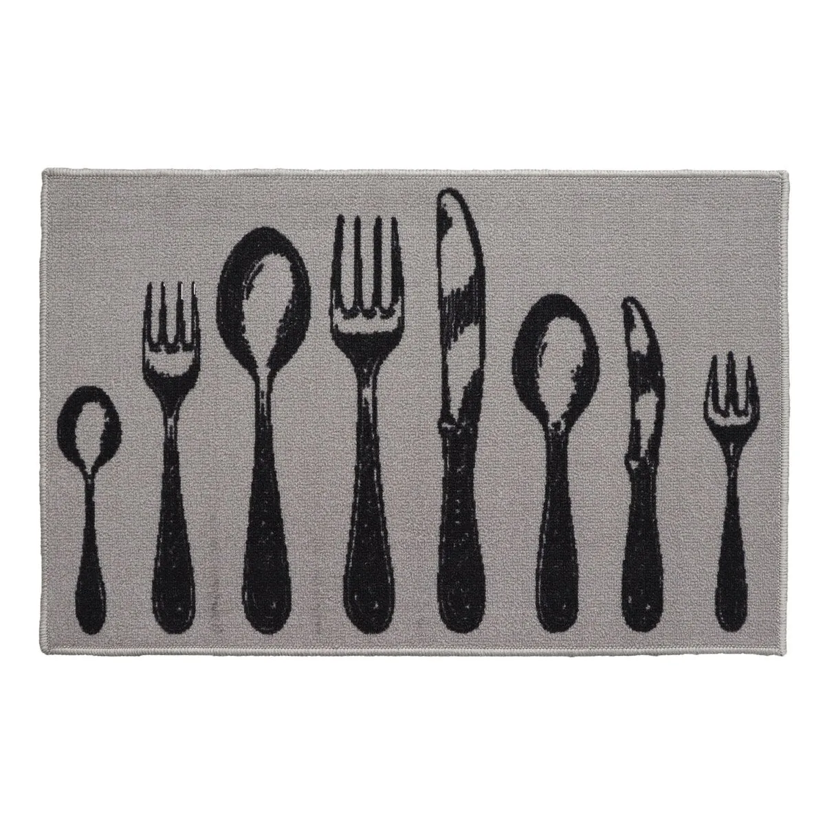 Chic Cutlery Print Wool-Effect Kitchen Mat and Runner Rug
