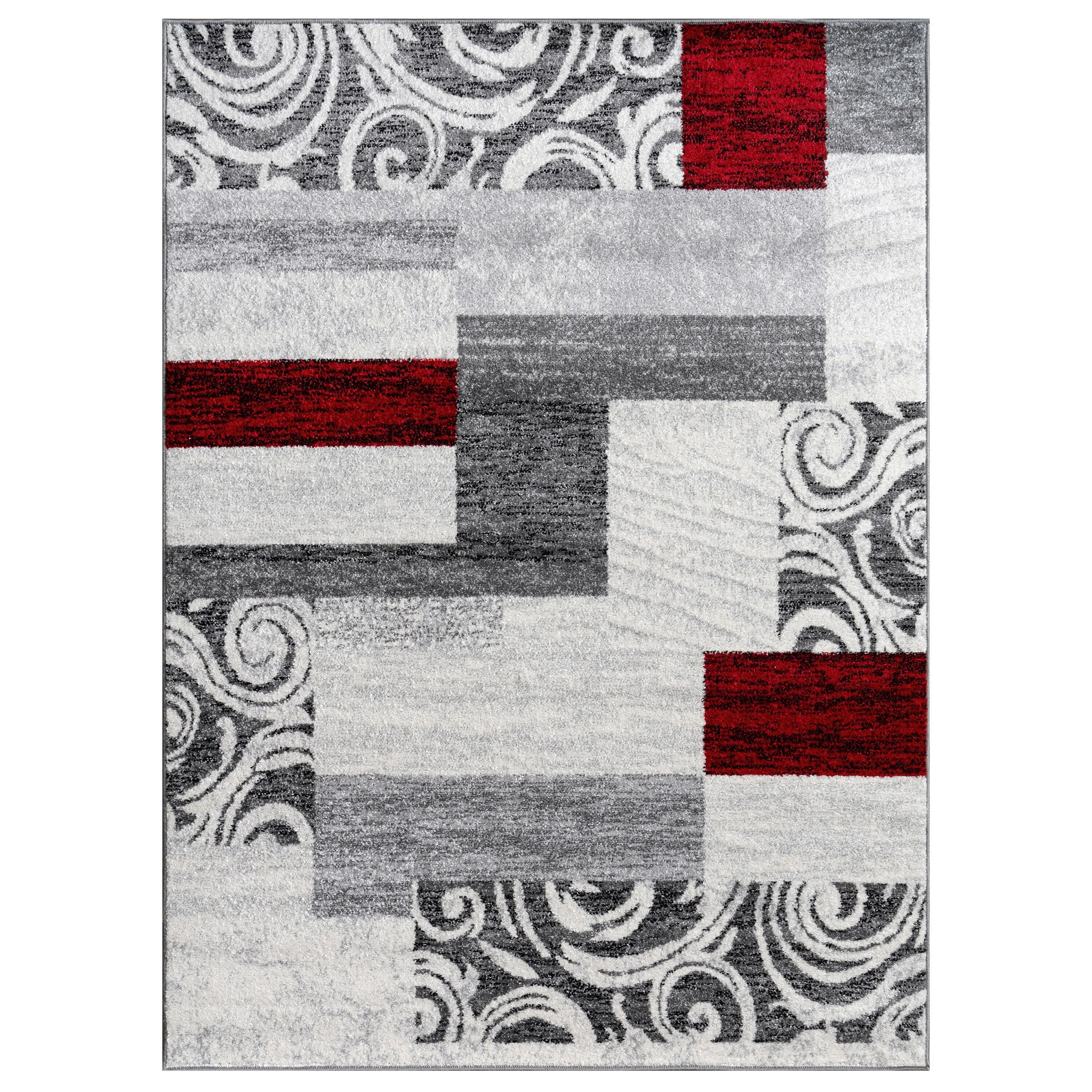 Classic Living Room Rug With Patchwork Design Modern checkered pattern