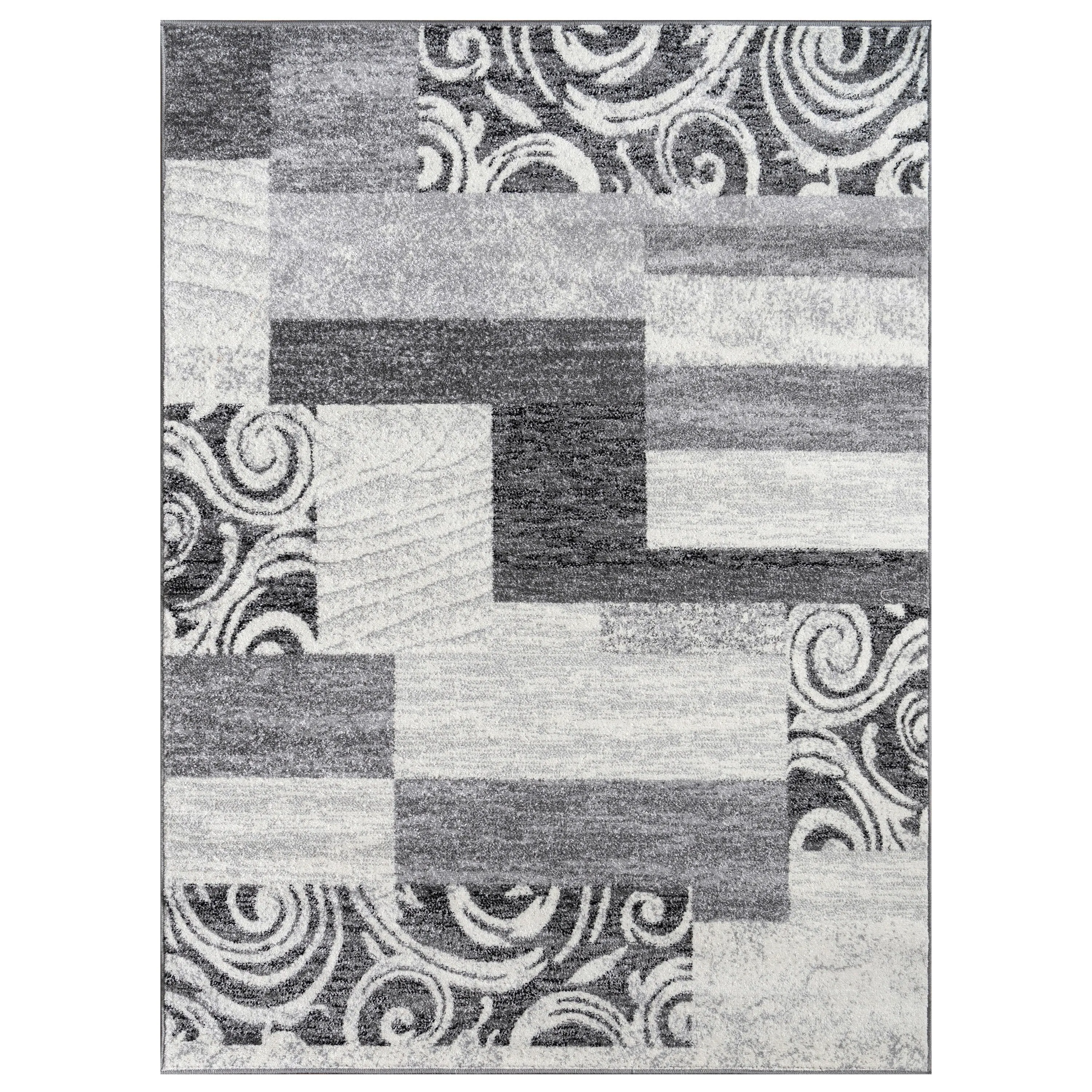 Classic Living Room Rug With Patchwork Design Modern checkered pattern