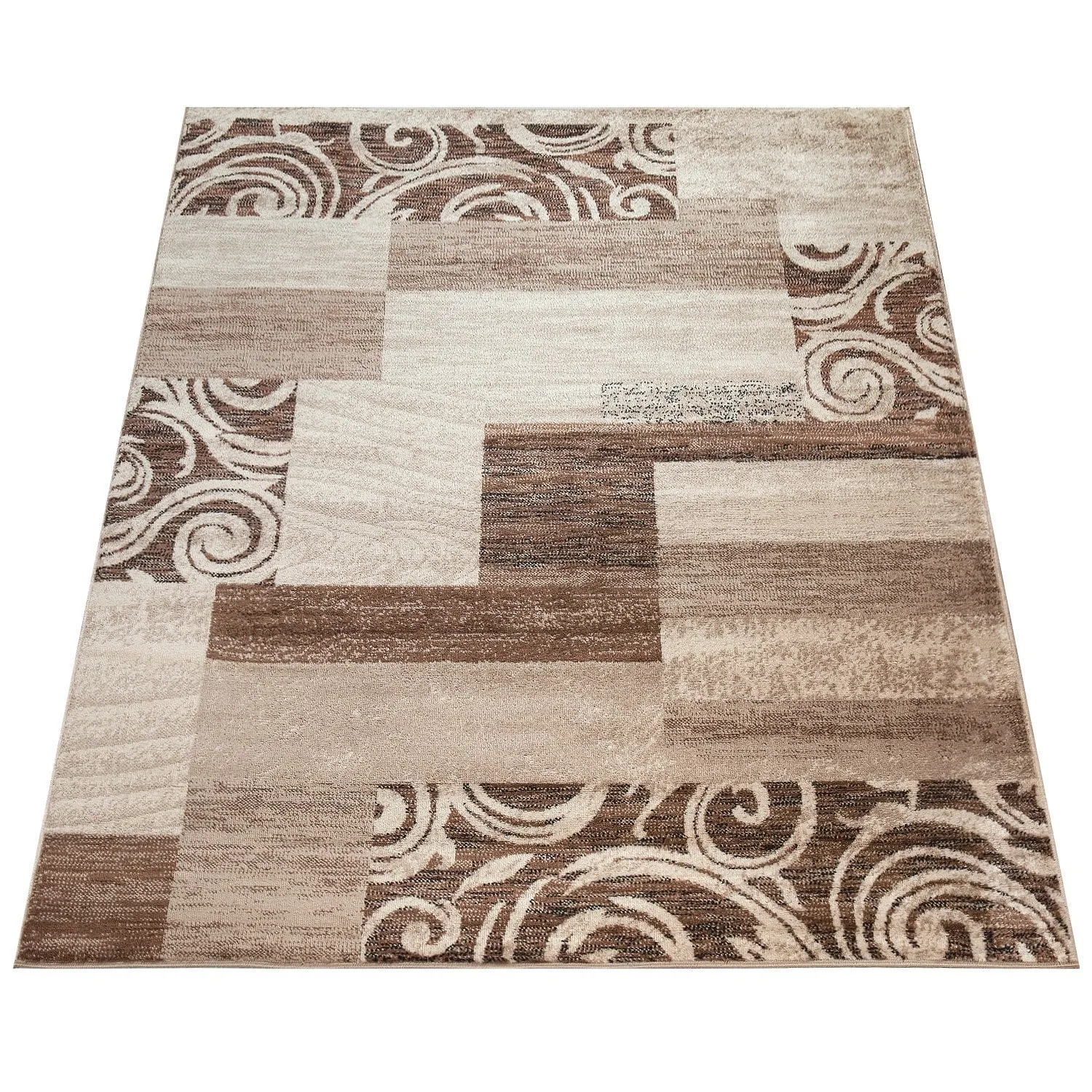 Classic Living Room Rug With Patchwork Design Modern checkered pattern