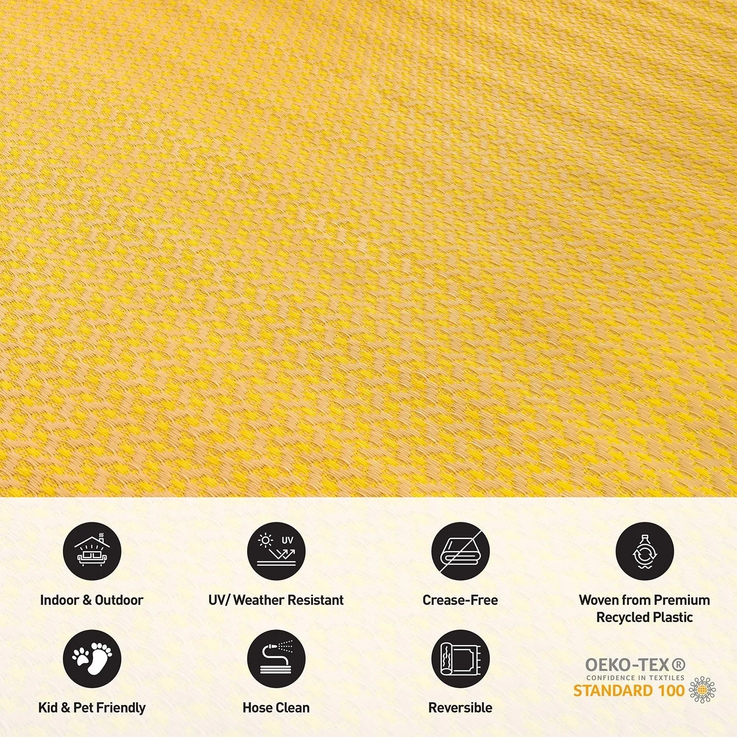 Contemporay Solid Reversible Plastic Outdoor Rugs
