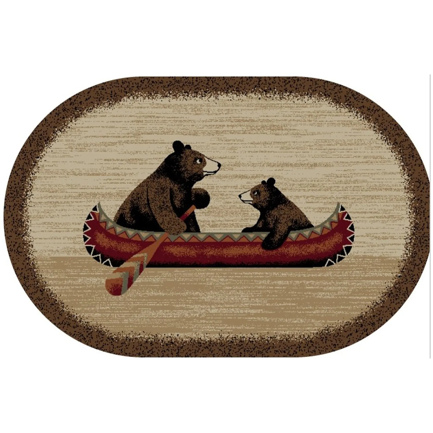 Cozy Cabin Bear Canoe Accent Rug 20x44 Oval