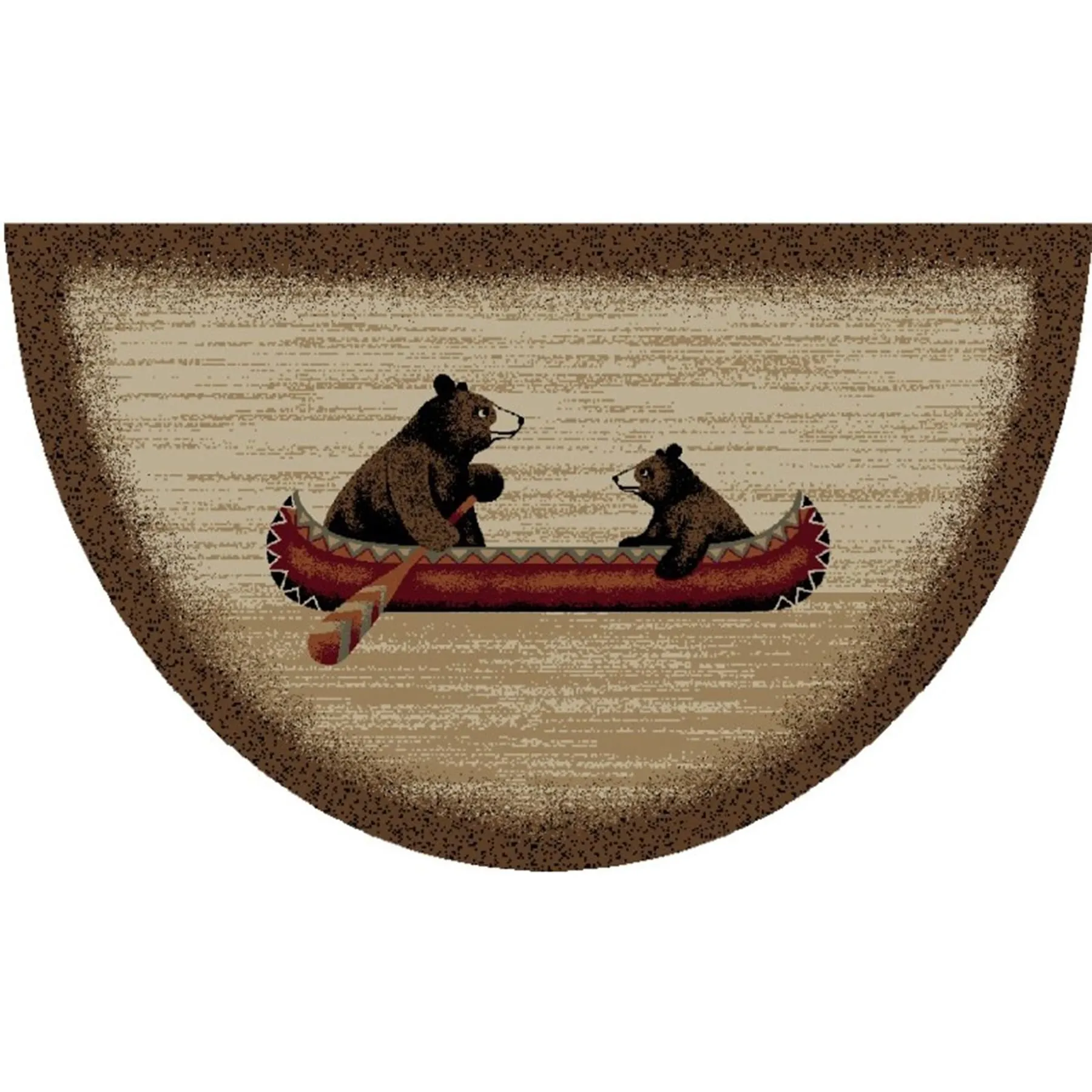 Cozy Cabin Bear Canoe Accent Rug 20x44 Oval