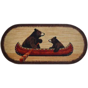 Cozy Cabin Bear Canoe Accent Rug 20x44 Oval