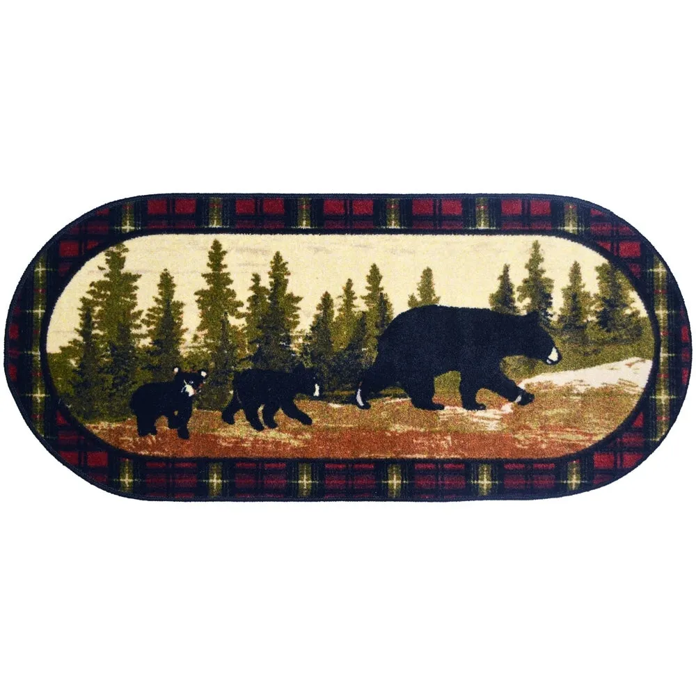 Cozy Cabin Following Mama Nylon Washable Bear Rug