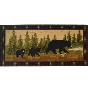 Cozy Cabin Following Mama Nylon Washable Bear Rug