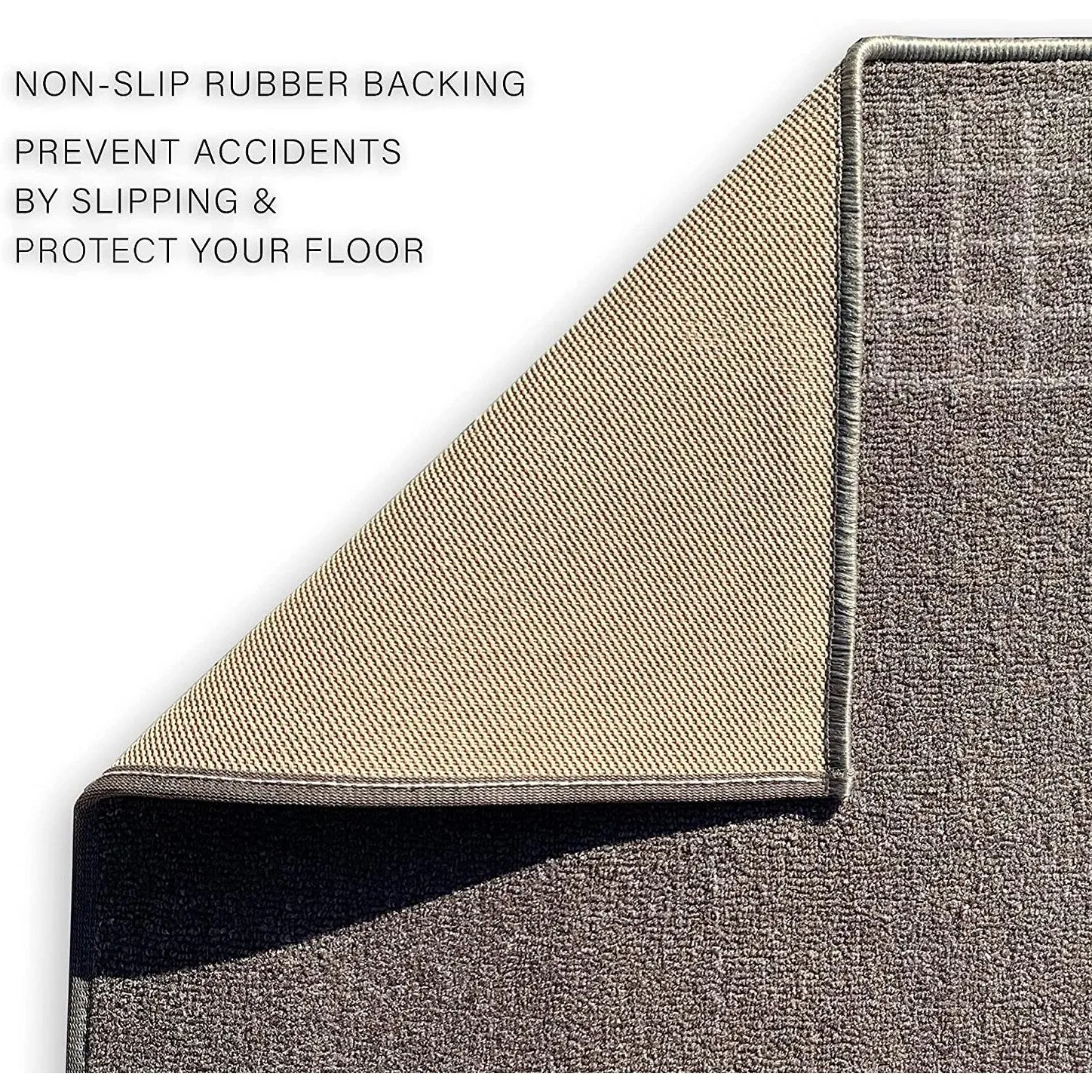 Custom Size Checkered Border Design Brown.Gray.Red Color Non-Slip Rubber Backing-26 Inch WidexYour Choice of Length Runner Rug