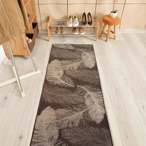 Custom Size Feather Design 26 Inch Wide Non-Slip Stair Runner Rug