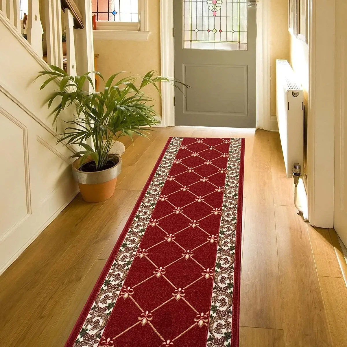 Custom Size Fleur De Lis 26 Inch Wide Non-Slip Stair Runner Rug