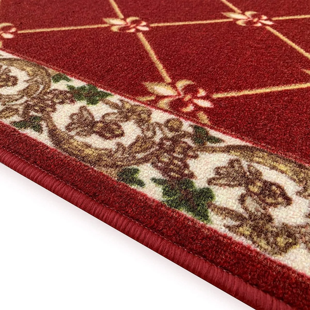 Custom Size Fleur De Lis 26 Inch Wide Non-Slip Stair Runner Rug