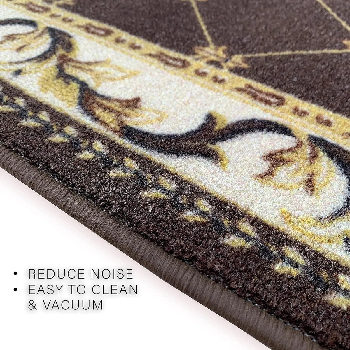 Custom Size French Trellis Design Brown.Red.Blue Color Non-Slip Rubber Backing- 31 Inch WidexYour Choice of Length Runner Rug