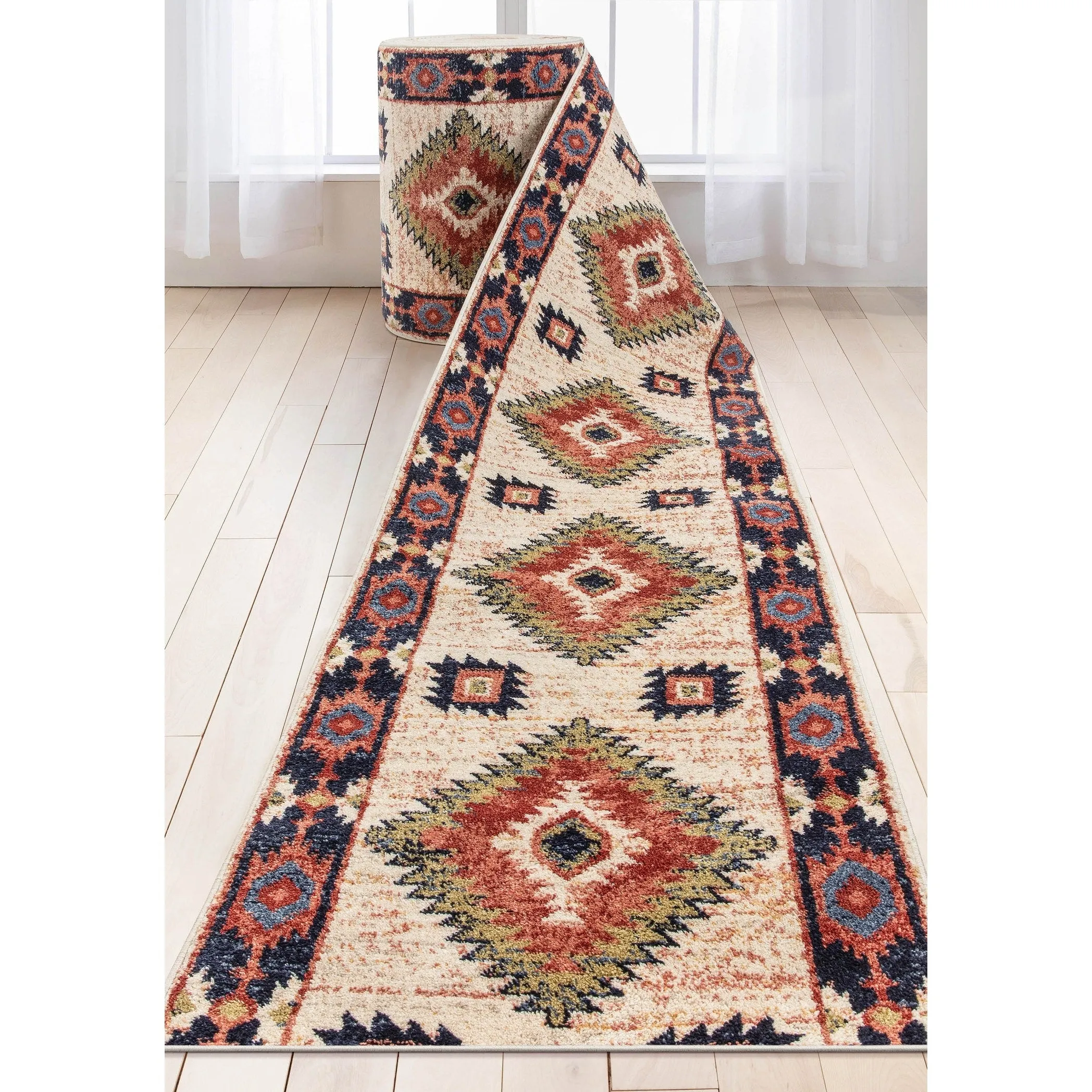 Custom Size Runner Tulsa Lea Southwestern Medallion Stair-Hallway Rug