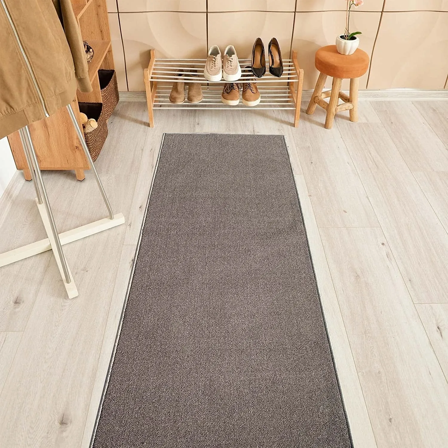 Custom Size Solid Design 31 Inch Wide Non-Slip Stair Runner Rug