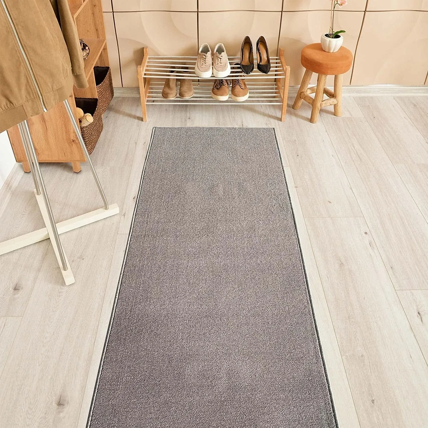 Custom Size Solid Design 31 Inch Wide Non-Slip Stair Runner Rug