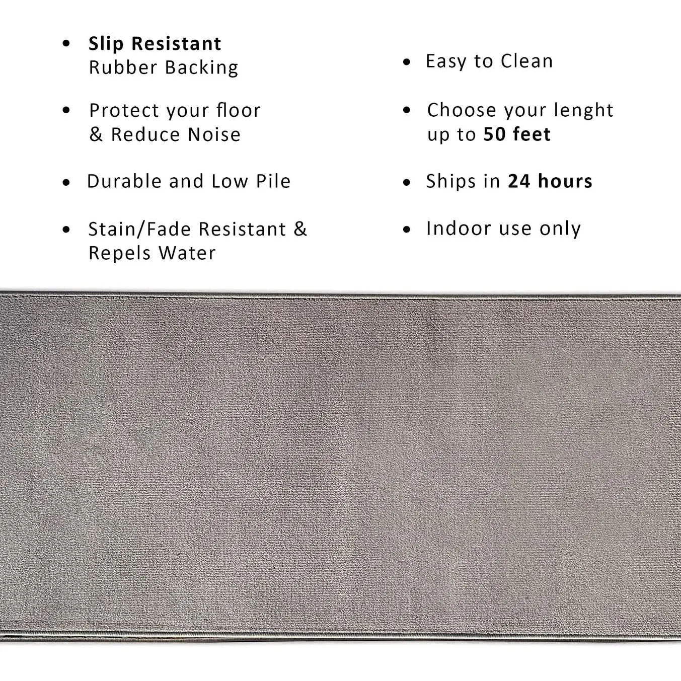 Custom Size Solid Design 31 Inch Wide Non-Slip Stair Runner Rug