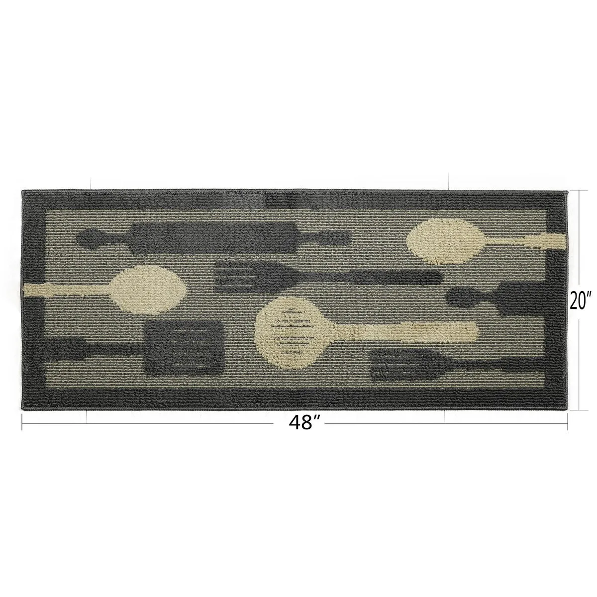 Decor Non-Slip Rubber Back Soft Durable Woven Fluffy Runner Area Carpet Floor Mat Indoor Kitchen Rug. Grey Flying Utensils