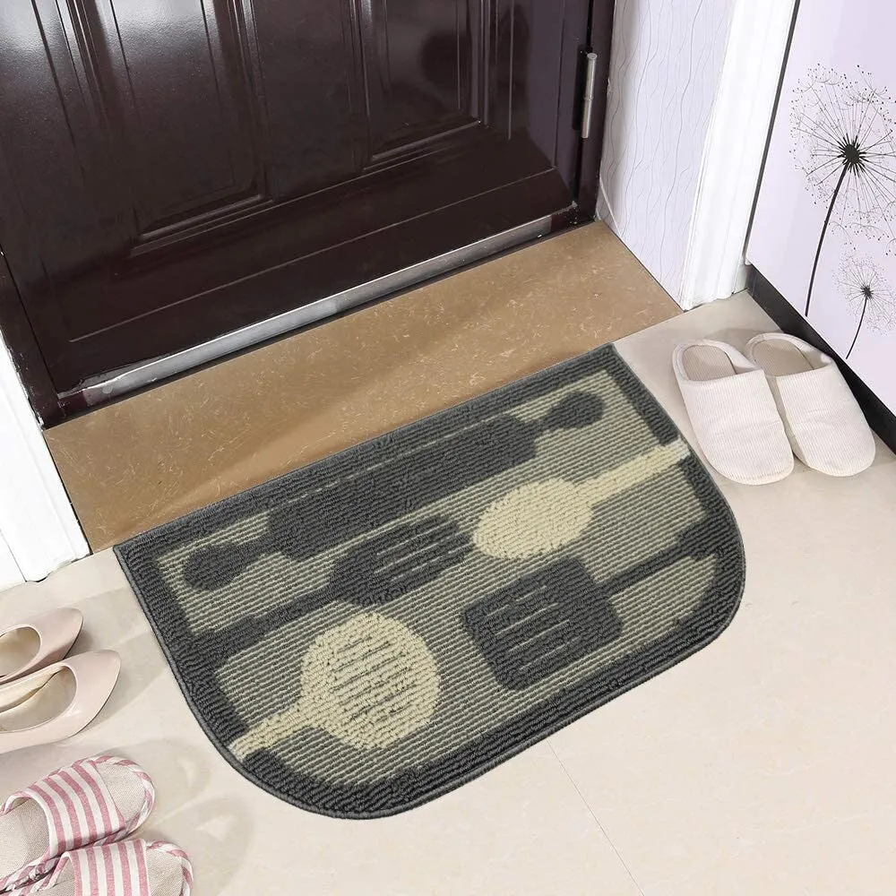 Decor Non-Slip Rubber Back Soft Durable Woven Fluffy Runner Area Carpet Floor Mat Indoor Kitchen Rug. Grey Flying Utensils