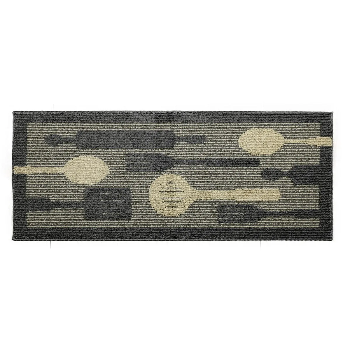 Decor Non-Slip Rubber Back Soft Durable Woven Fluffy Runner Area Carpet Floor Mat Indoor Kitchen Rug. Grey Flying Utensils
