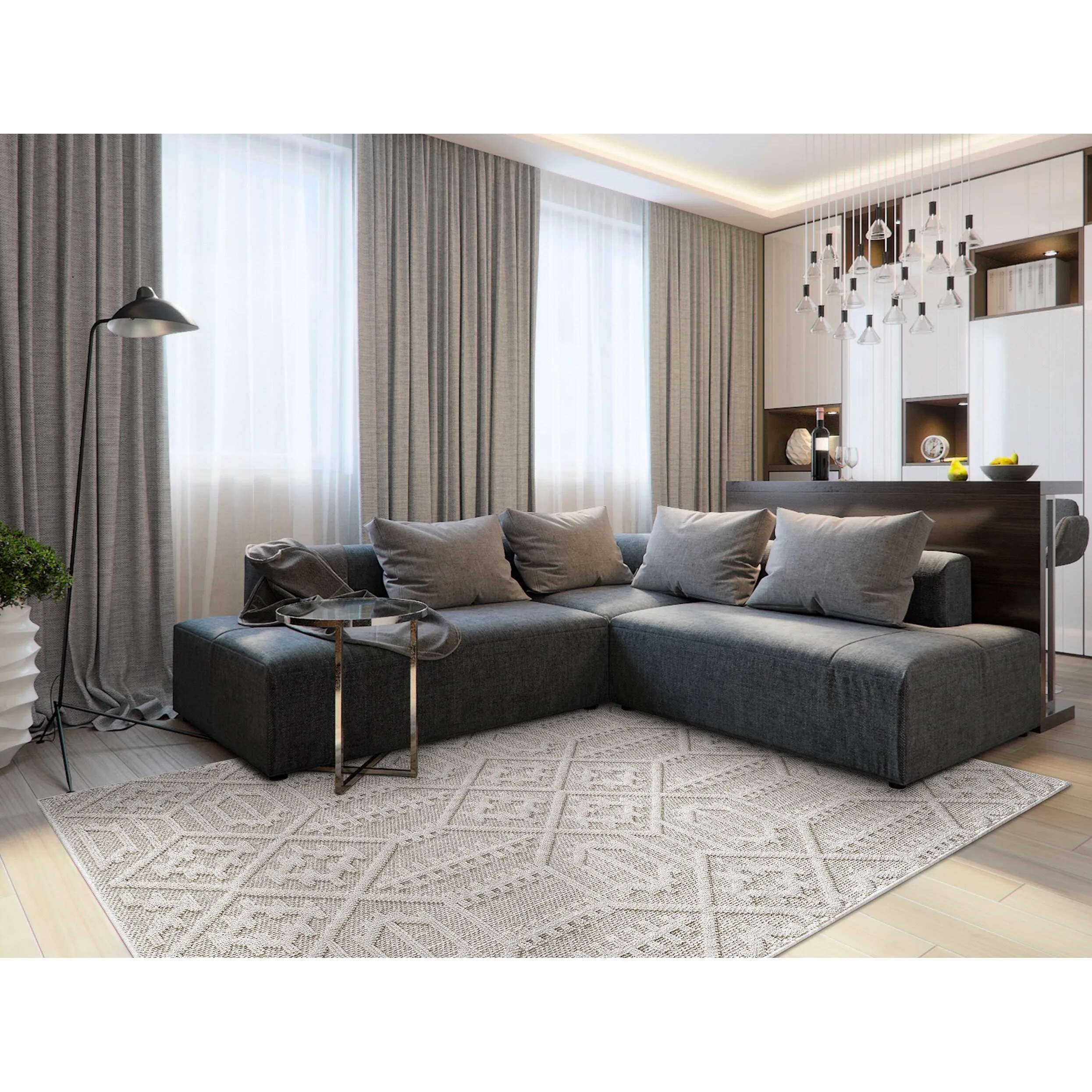Domani Bella Modern Southwestern Textured Indoor / Outdoor Area Rug