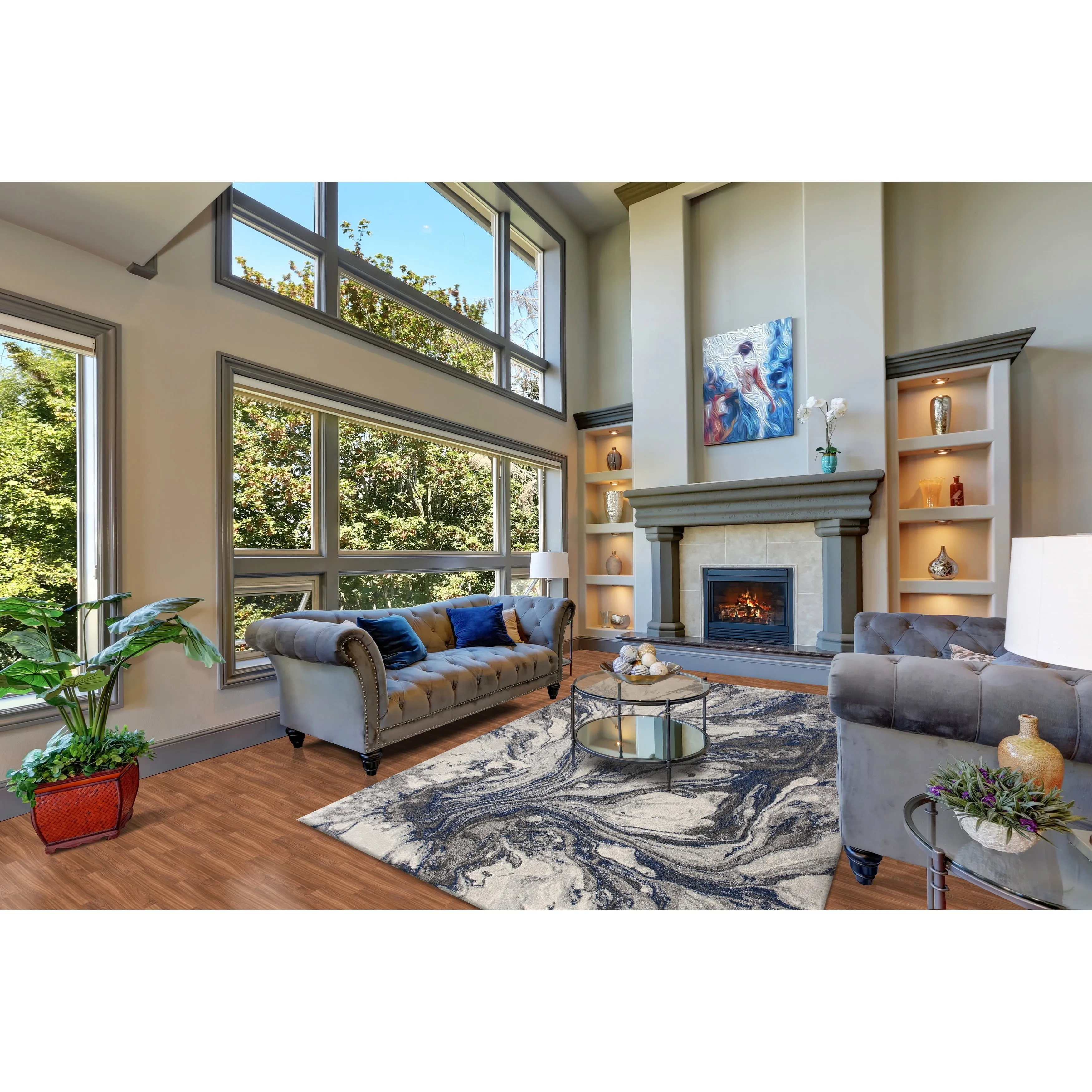 Domani Globe Modern Abstract Pattern Area Rug