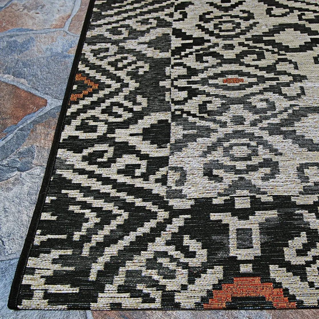 Dream Decor Rugs Gelato Sandawe Black Dark Gray Outdoor Area Rug