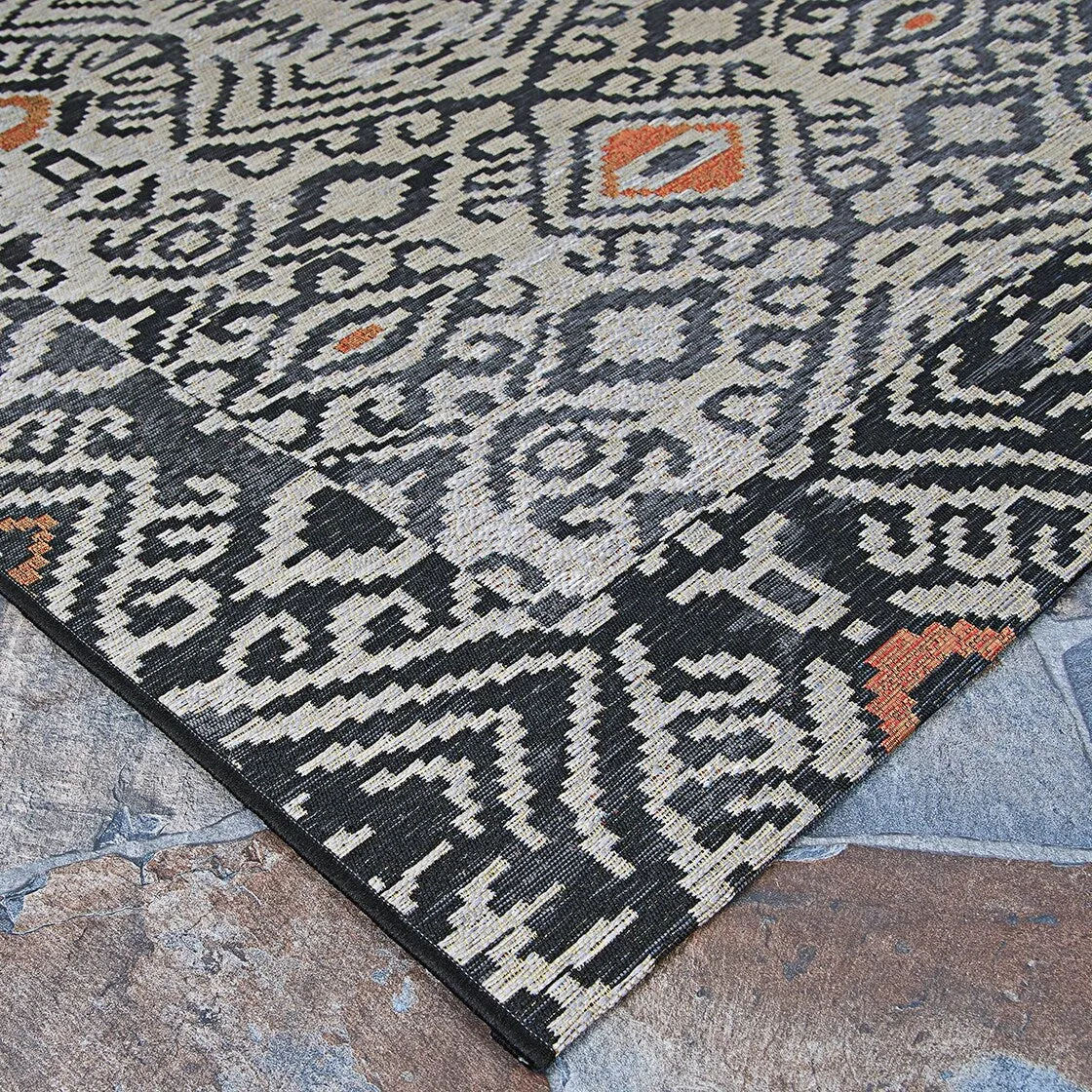 Dream Decor Rugs Gelato Sandawe Black Dark Gray Outdoor Area Rug