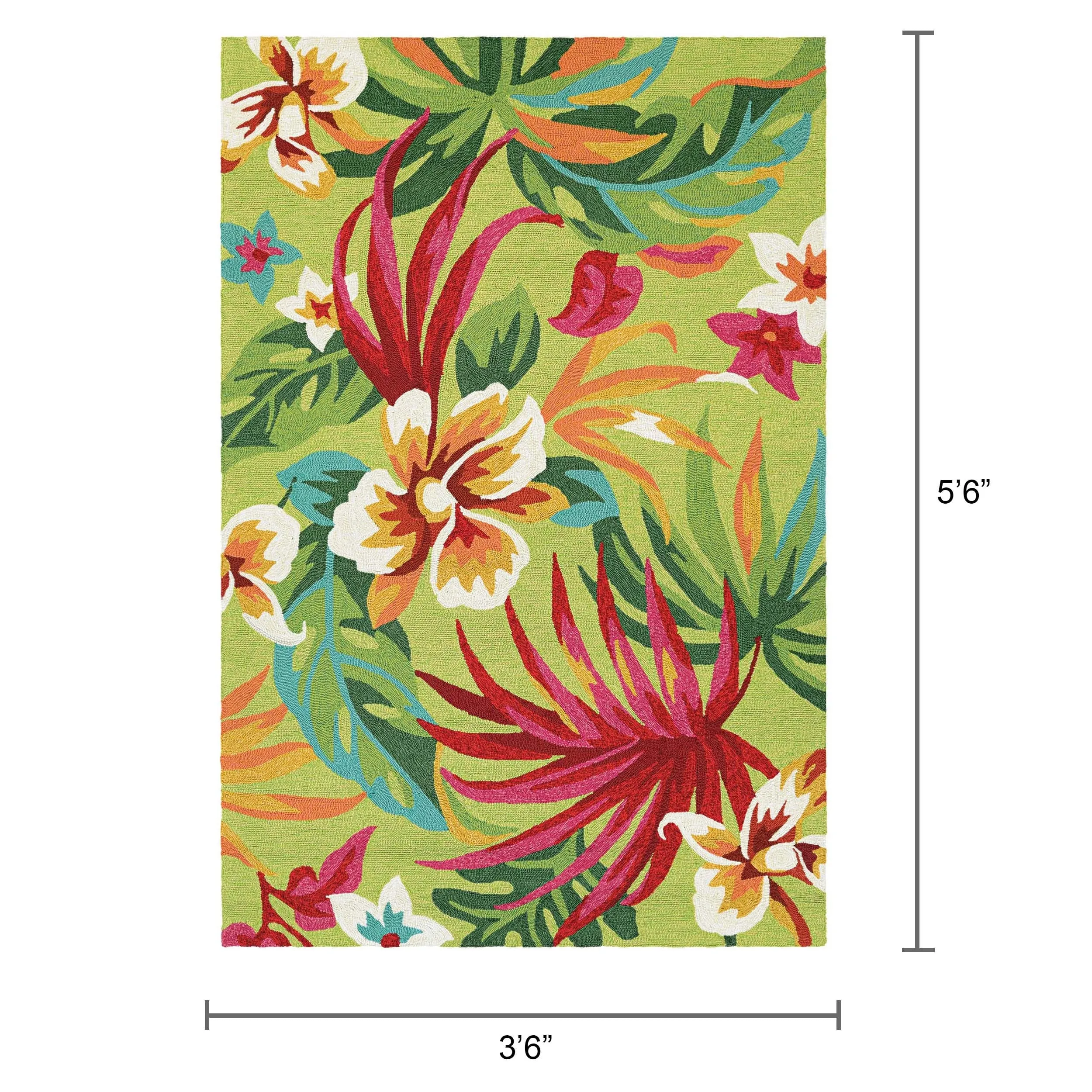 Dream Decor Rugs Miami Fern Green Red Handmade Indoor Outdoor Area Rug