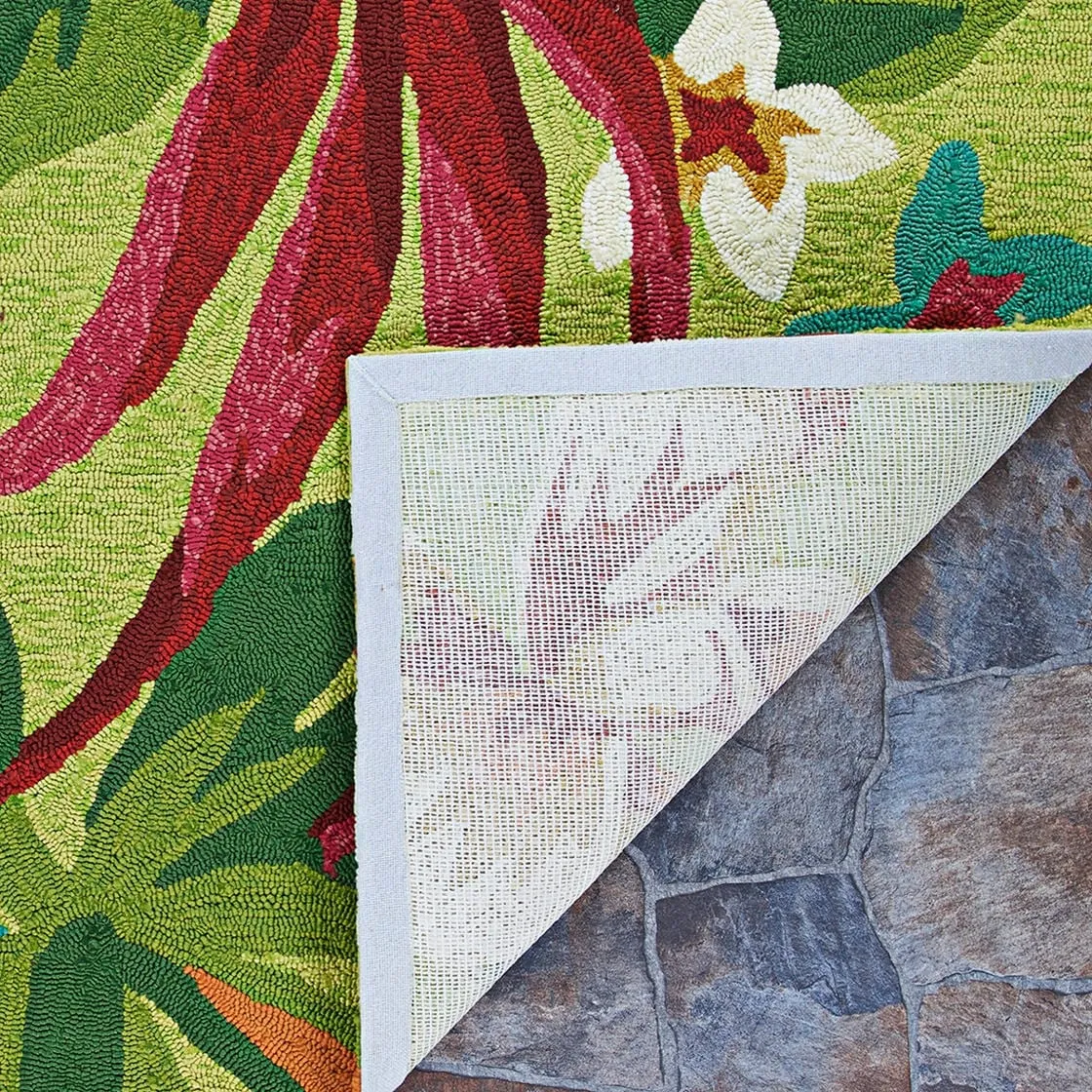 Dream Decor Rugs Miami Fern Green Red Handmade Indoor Outdoor Area Rug