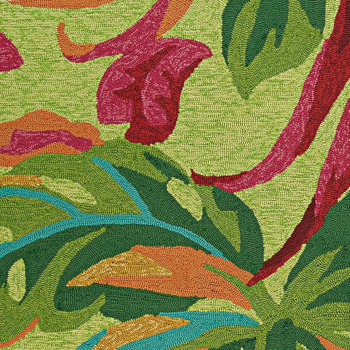 Dream Decor Rugs Miami Fern Green Red Handmade Indoor Outdoor Area Rug
