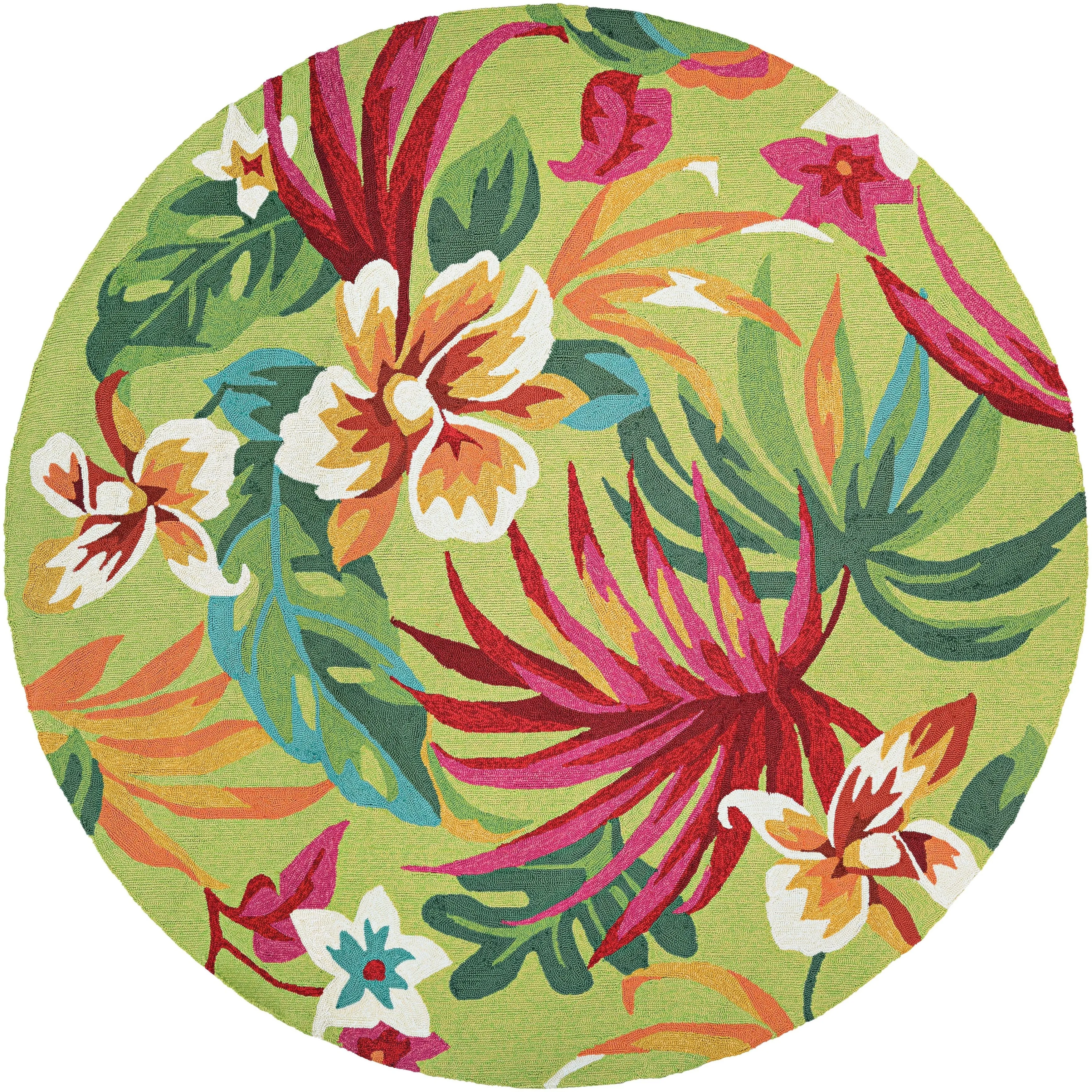 Dream Decor Rugs Miami Fern Green Red Handmade Indoor Outdoor Area Rug