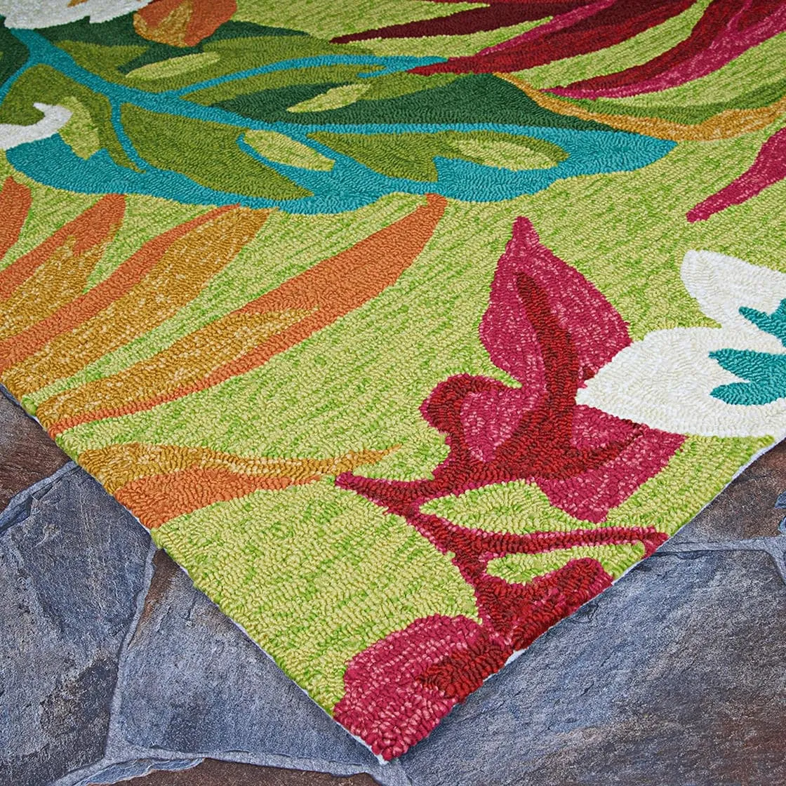 Dream Decor Rugs Miami Fern Green Red Handmade Indoor Outdoor Area Rug