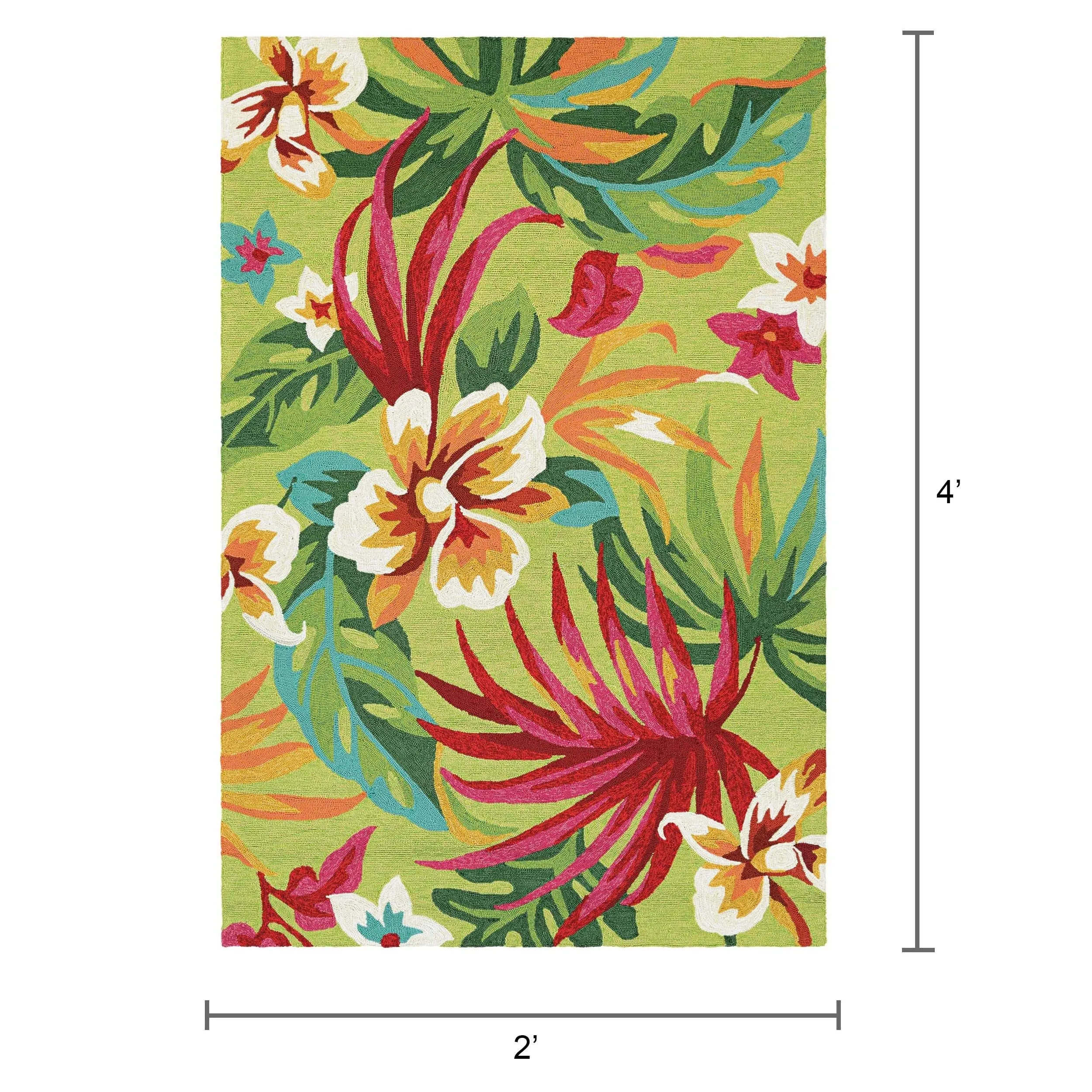 Dream Decor Rugs Miami Fern Green Red Handmade Indoor Outdoor Area Rug