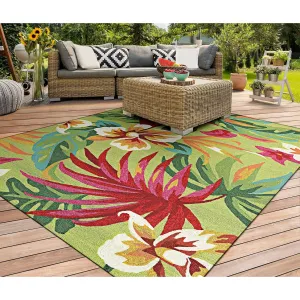Dream Decor Rugs Miami Fern Green Red Handmade Indoor Outdoor Area Rug