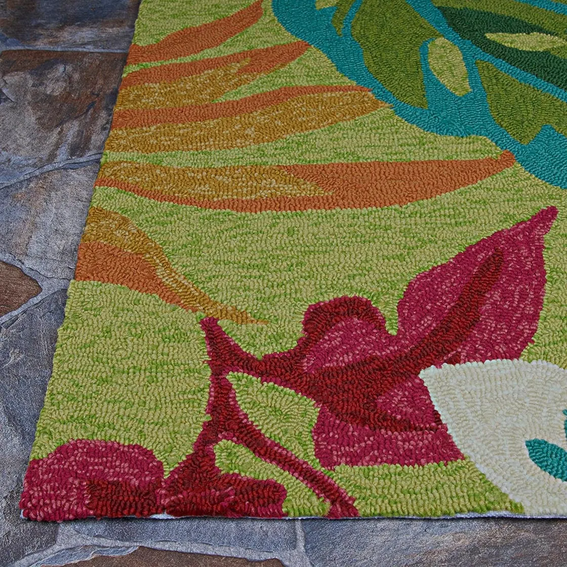 Dream Decor Rugs Miami Fern Green Red Handmade Indoor Outdoor Area Rug