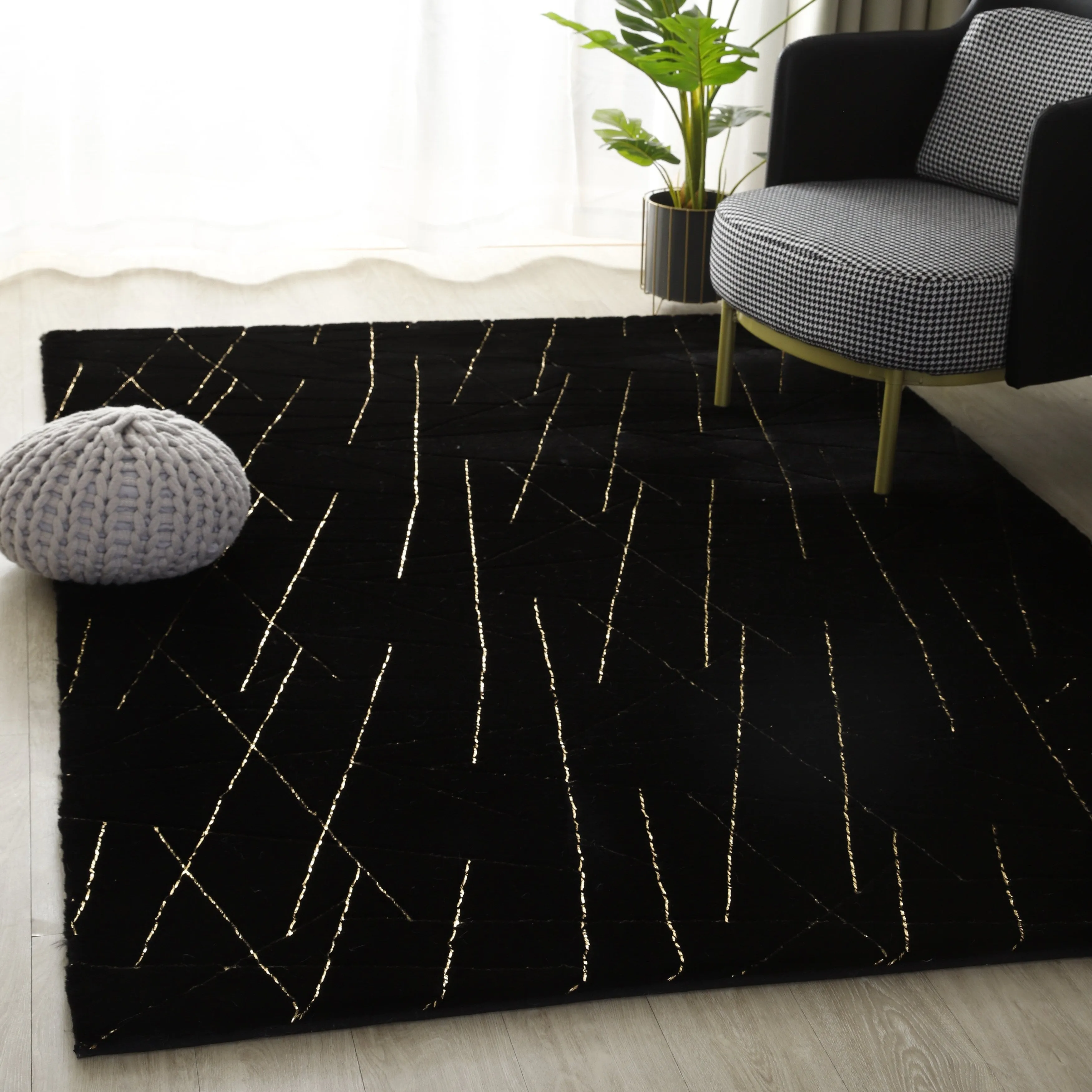 Emma Collection Abstract Lines Rectangle Area Rug