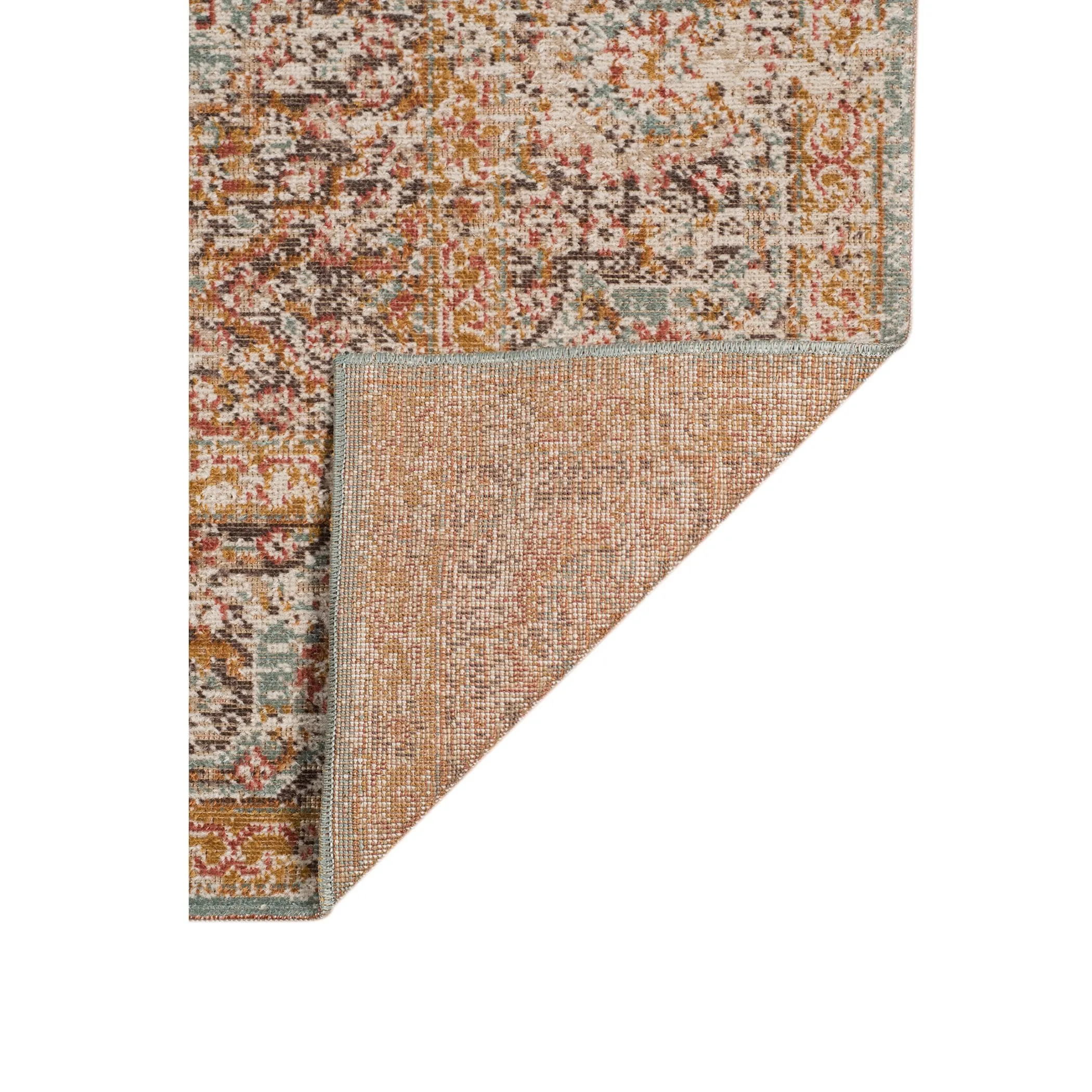 Ethereal Funi Vintage Bordered Sea Green Area Rug