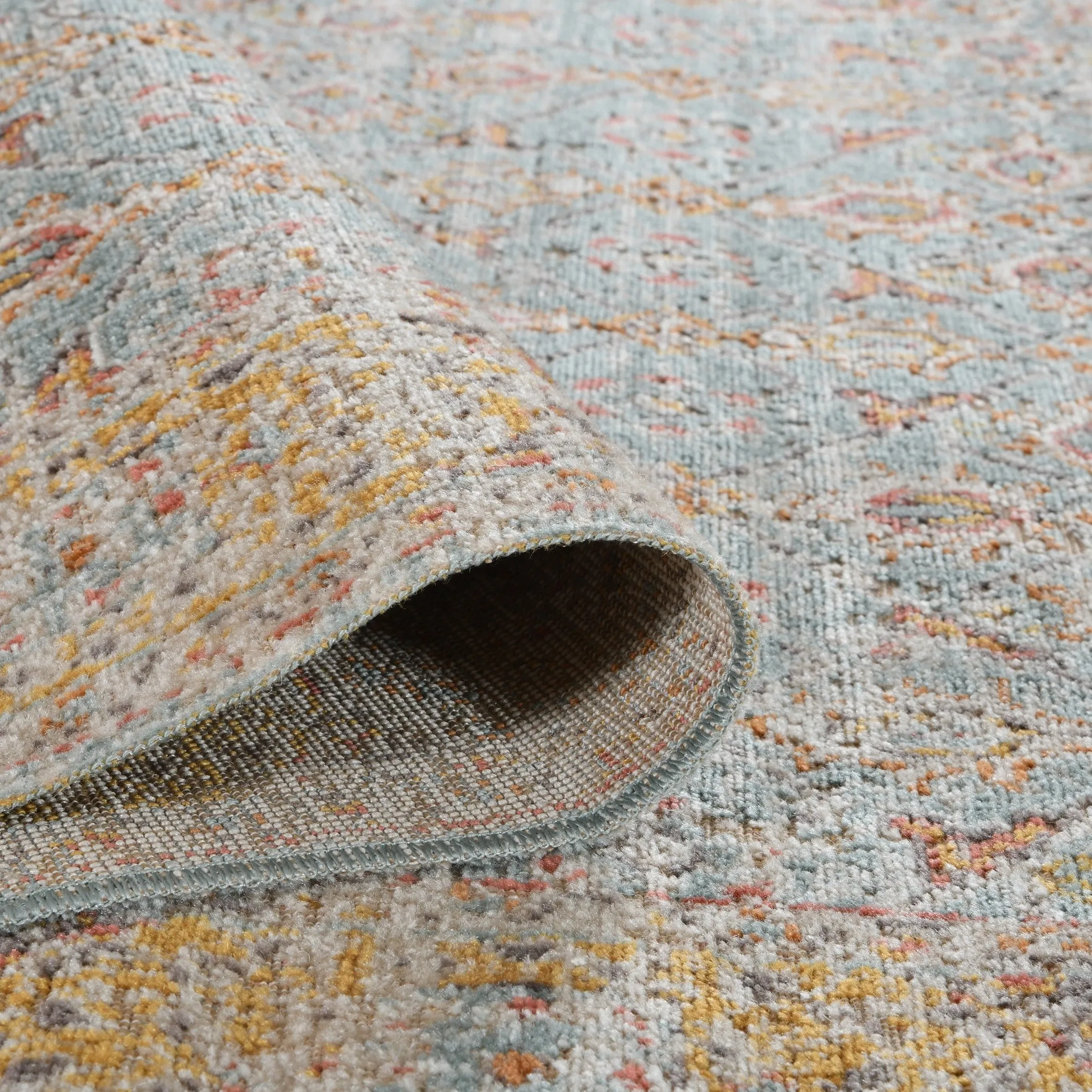 Ethereal Kina Vintage Floral Teal/Sienna Area Rug