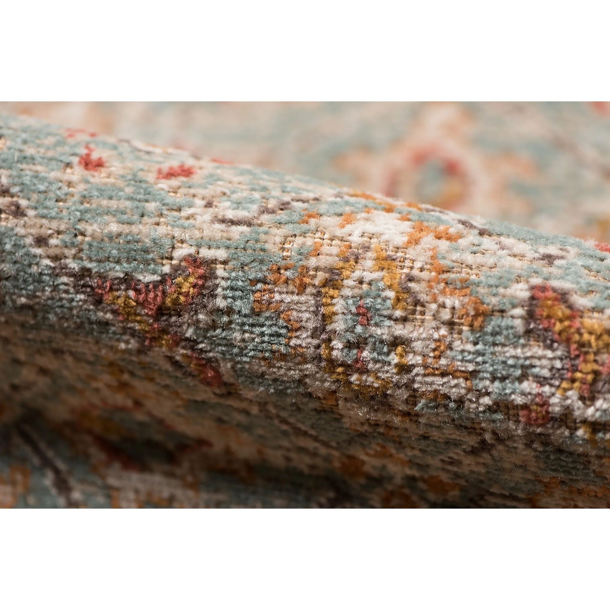 Ethereal Kina Vintage Floral Teal/Sienna Area Rug