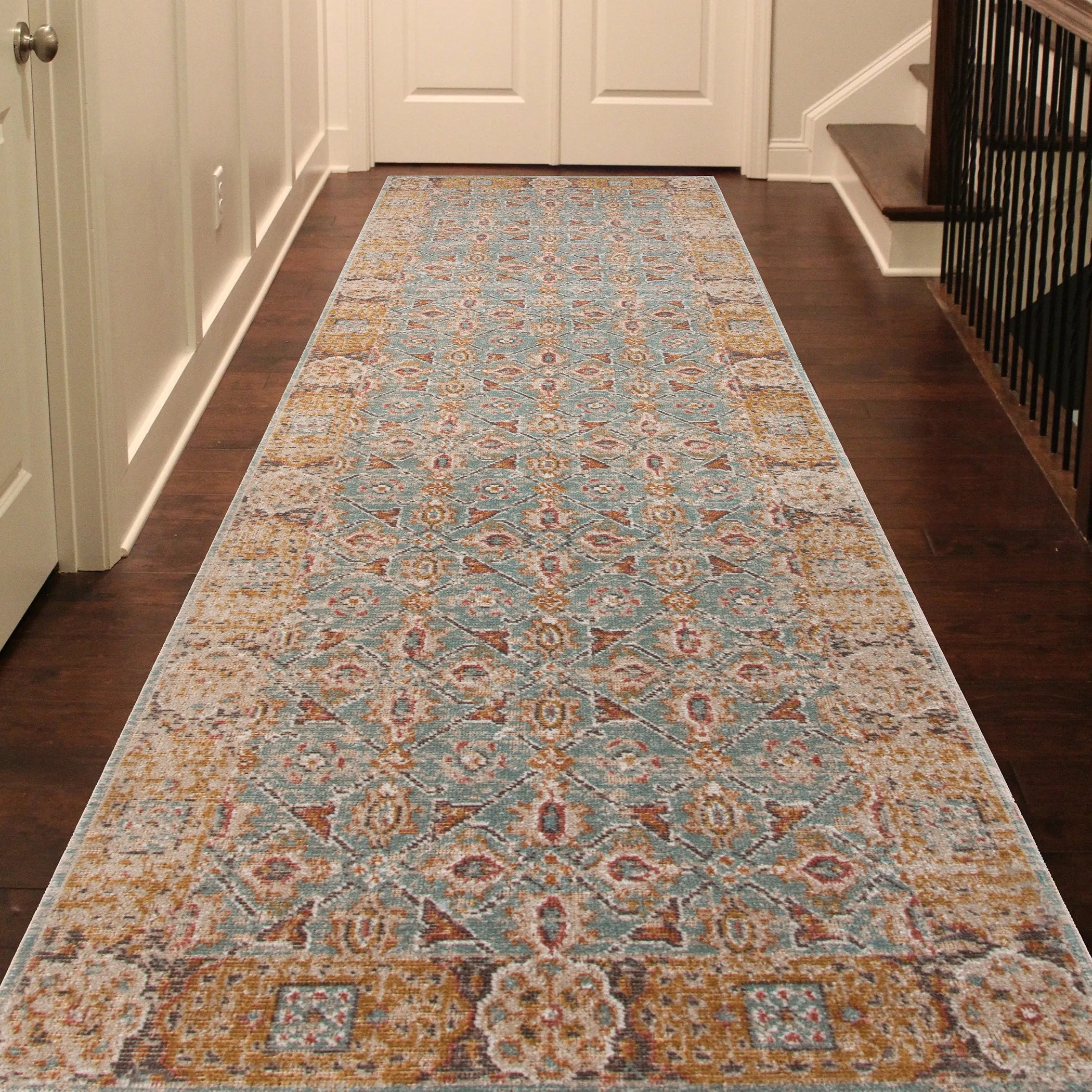 Ethereal Kina Vintage Floral Teal/Sienna Area Rug