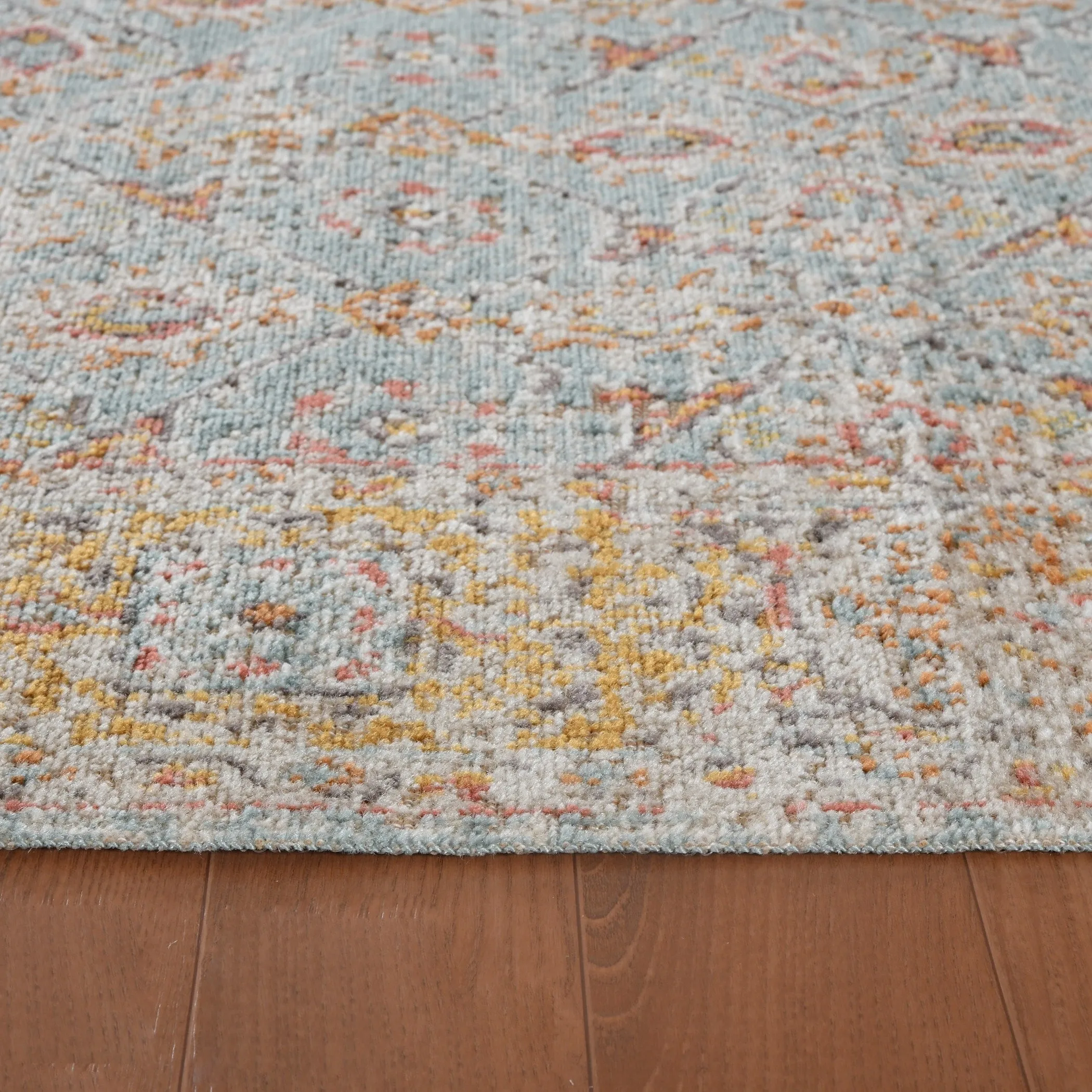 Ethereal Kina Vintage Floral Teal/Sienna Area Rug