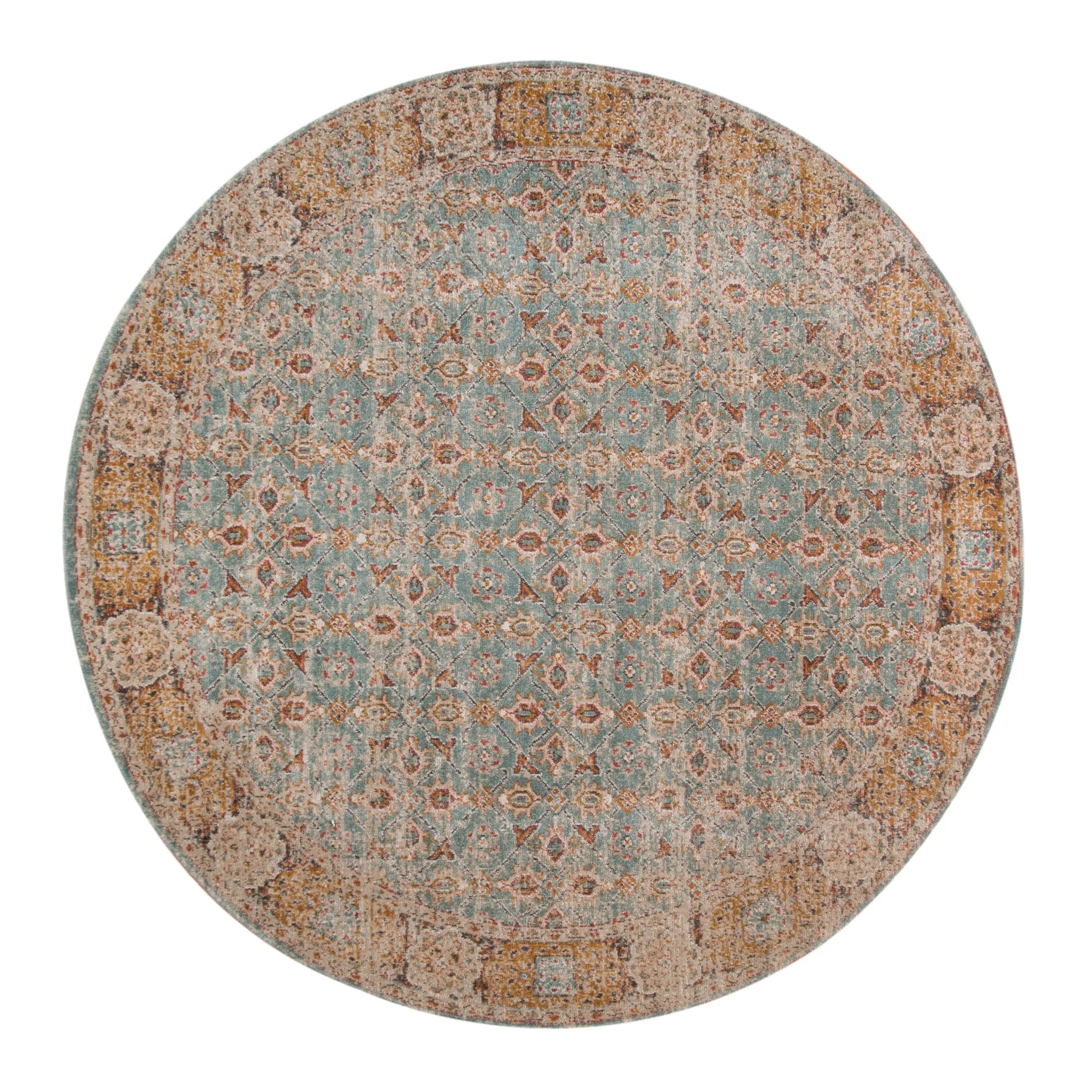 Ethereal Kina Vintage Floral Teal/Sienna Area Rug