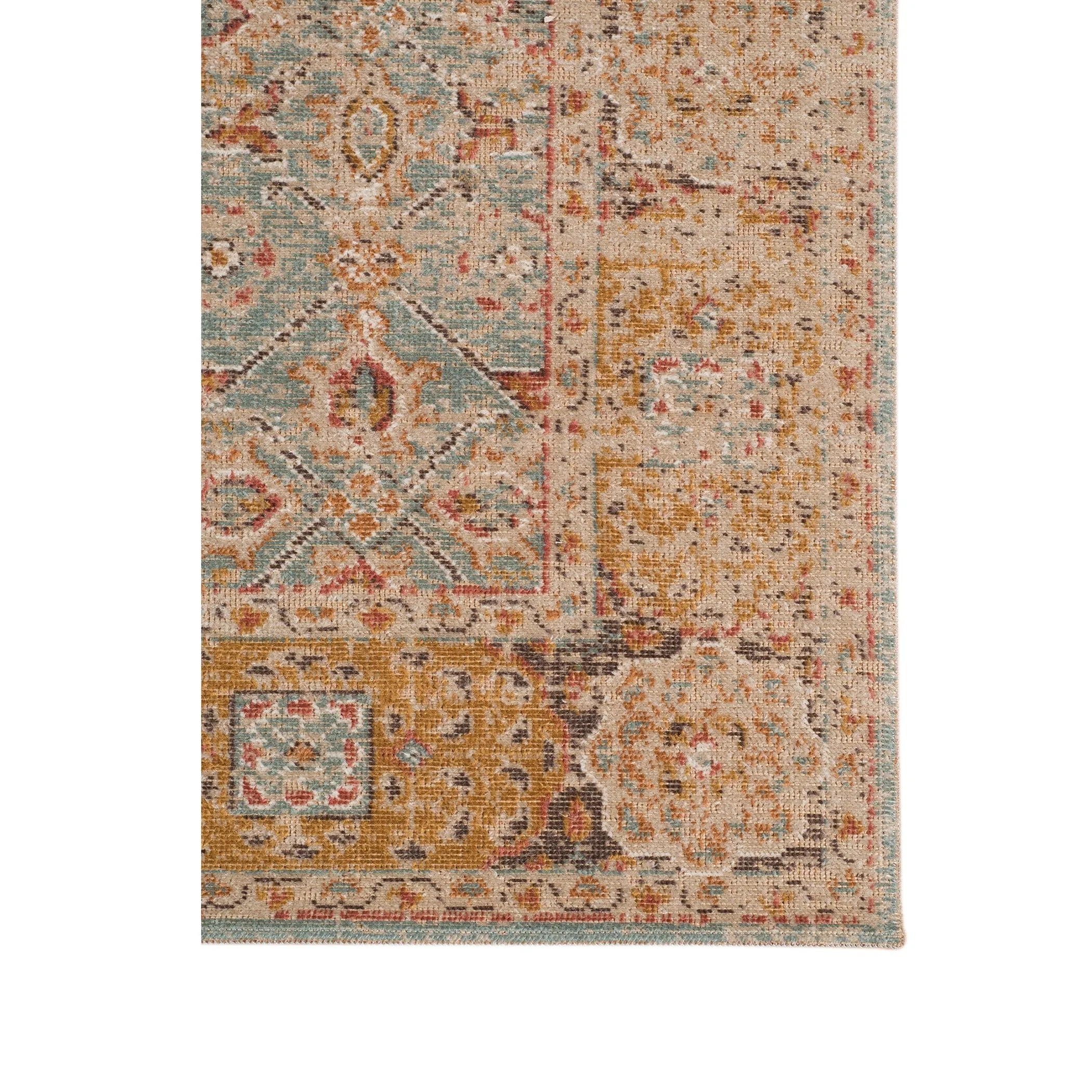 Ethereal Kina Vintage Floral Teal/Sienna Area Rug