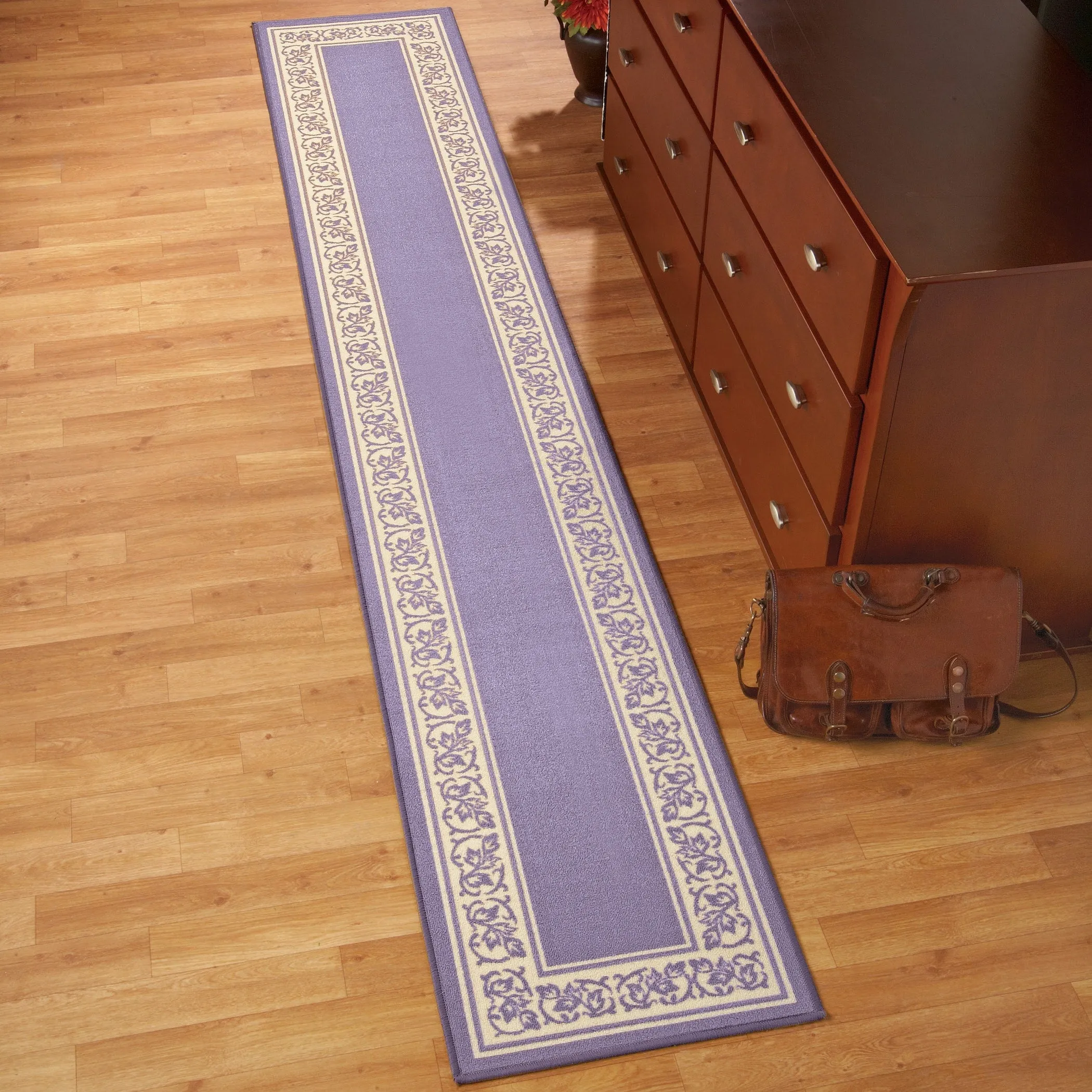 Extra Long Floral Border Rug