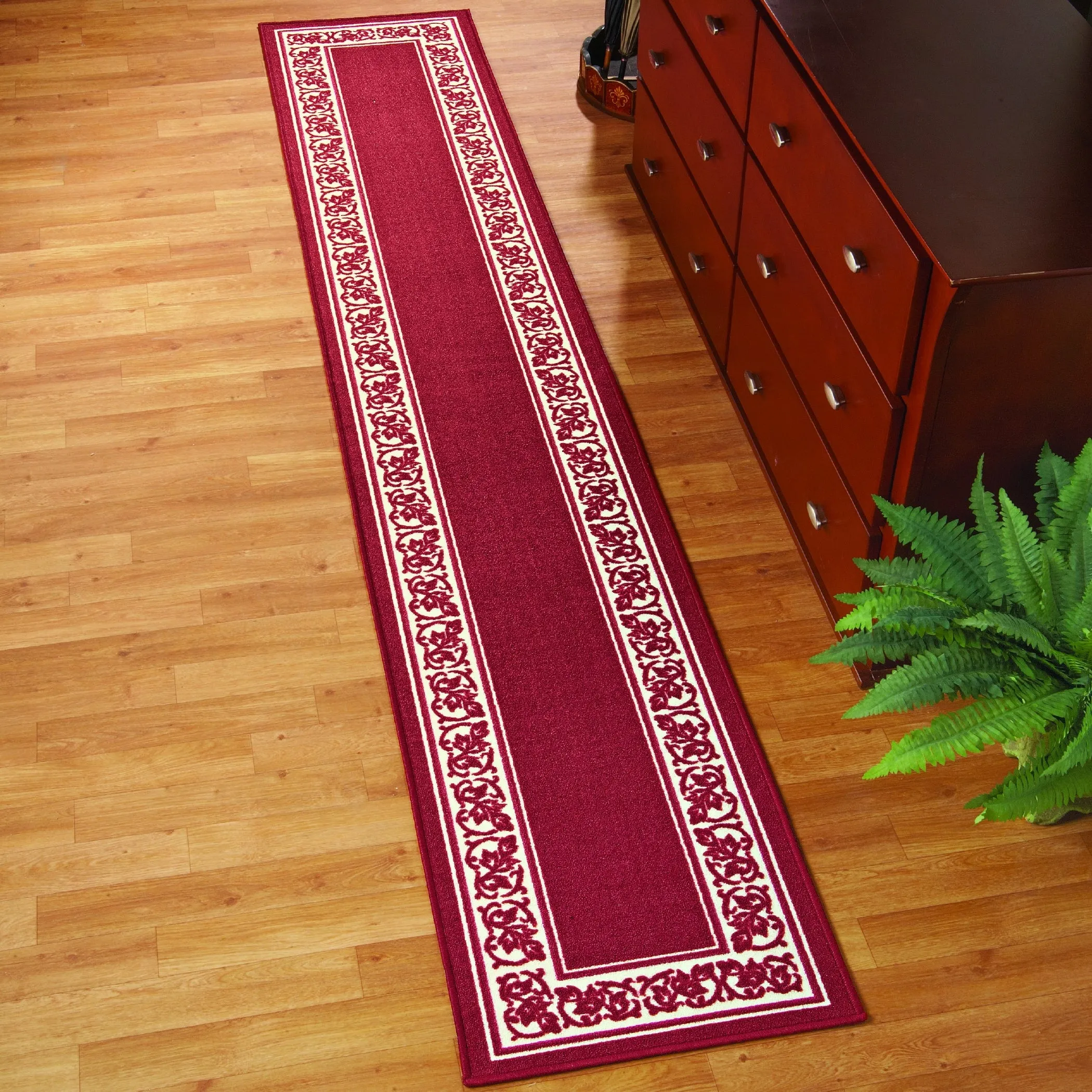 Extra Long Floral Border Rug