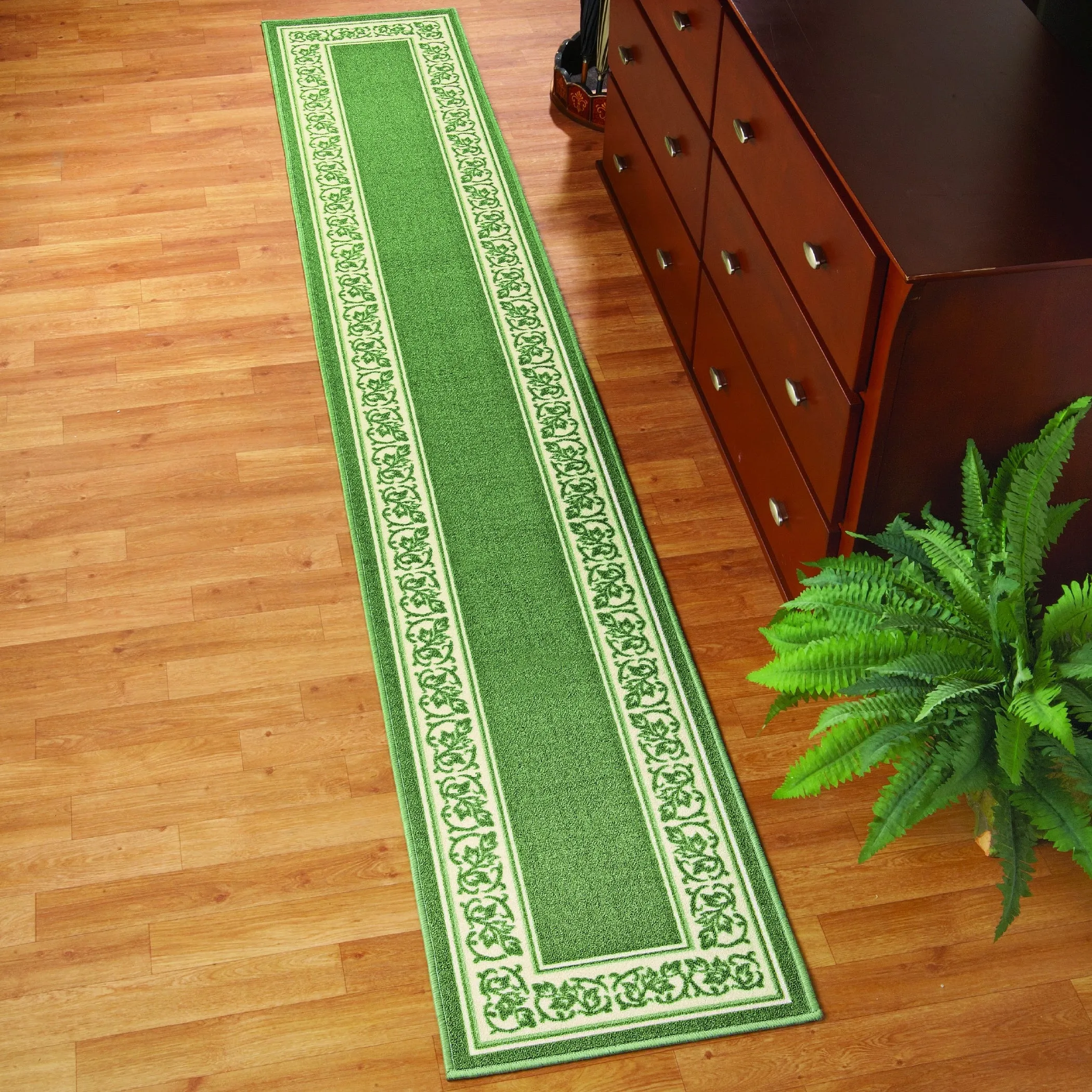 Extra Long Floral Border Rug