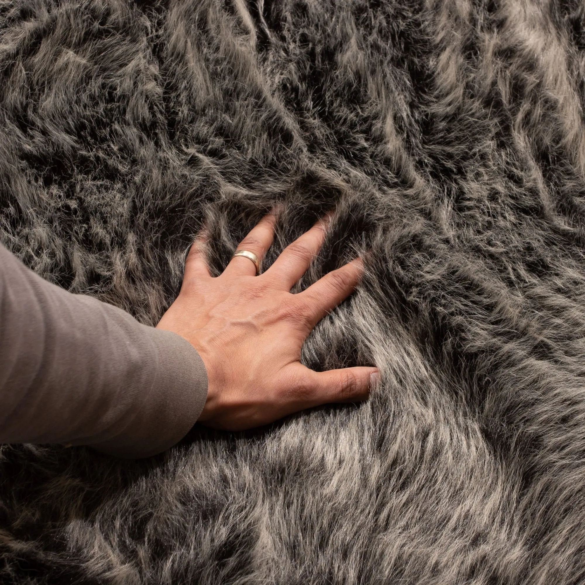 Faux Fur Tipped Hand Dyed Sheepskin Area Rug