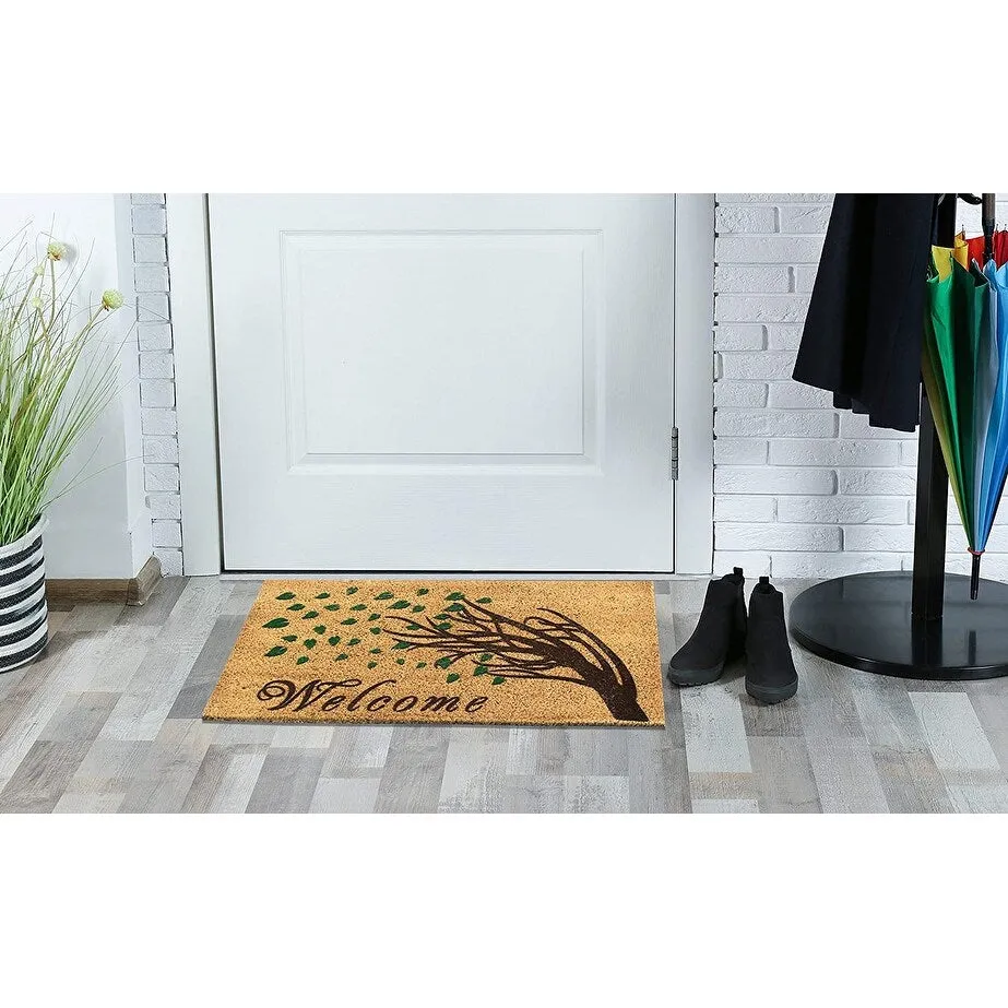 First Impression Welcome Tree Fade Resistant Flocked Doormat 18 X 30
